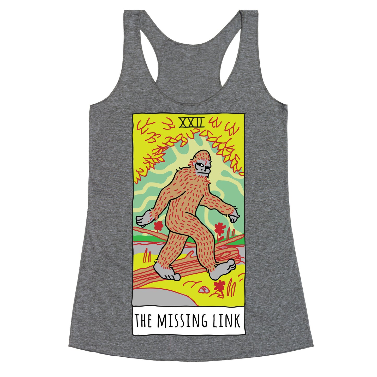 The Missing Link Bigfoot Tarot Racerback Tank