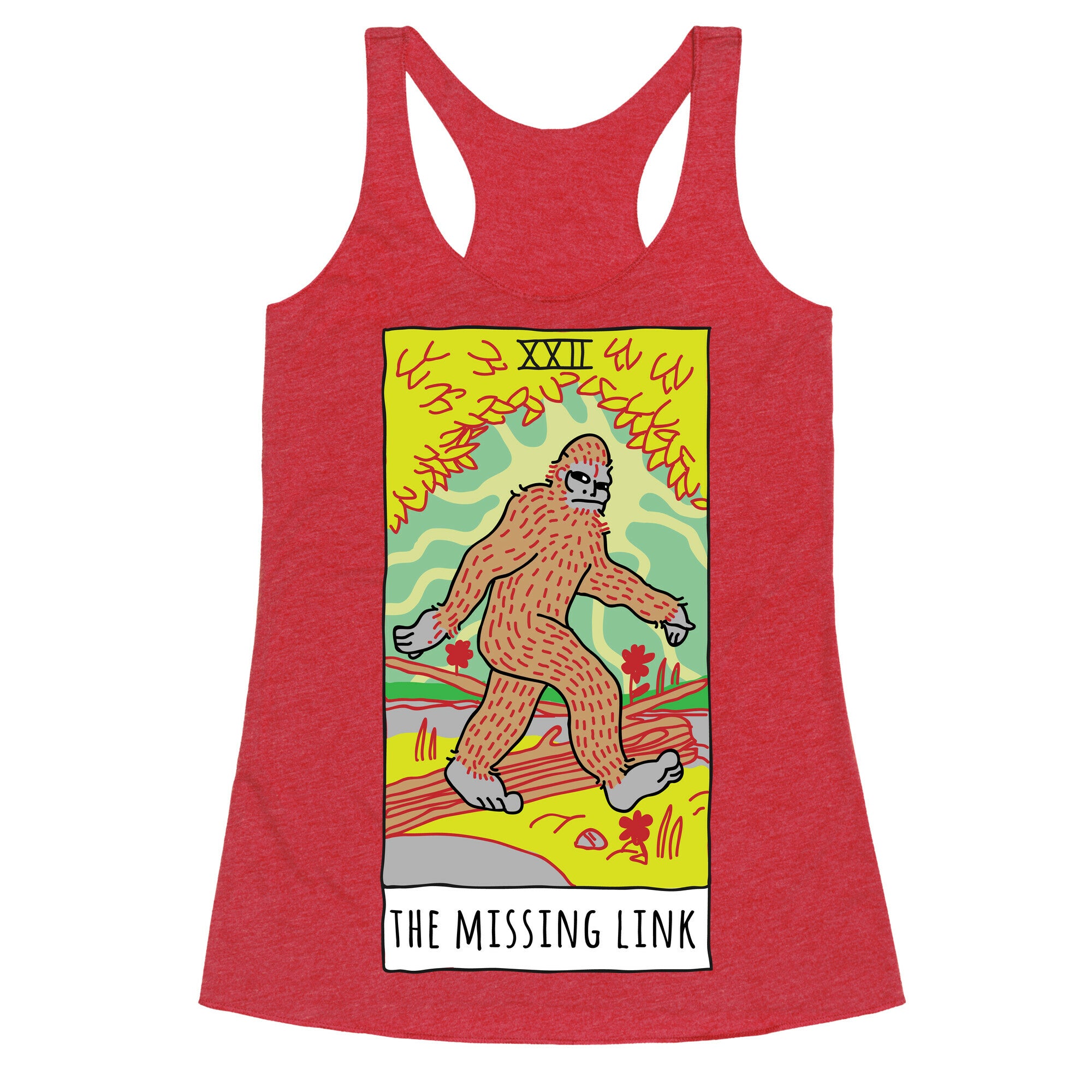 The Missing Link Bigfoot Tarot Racerback Tank