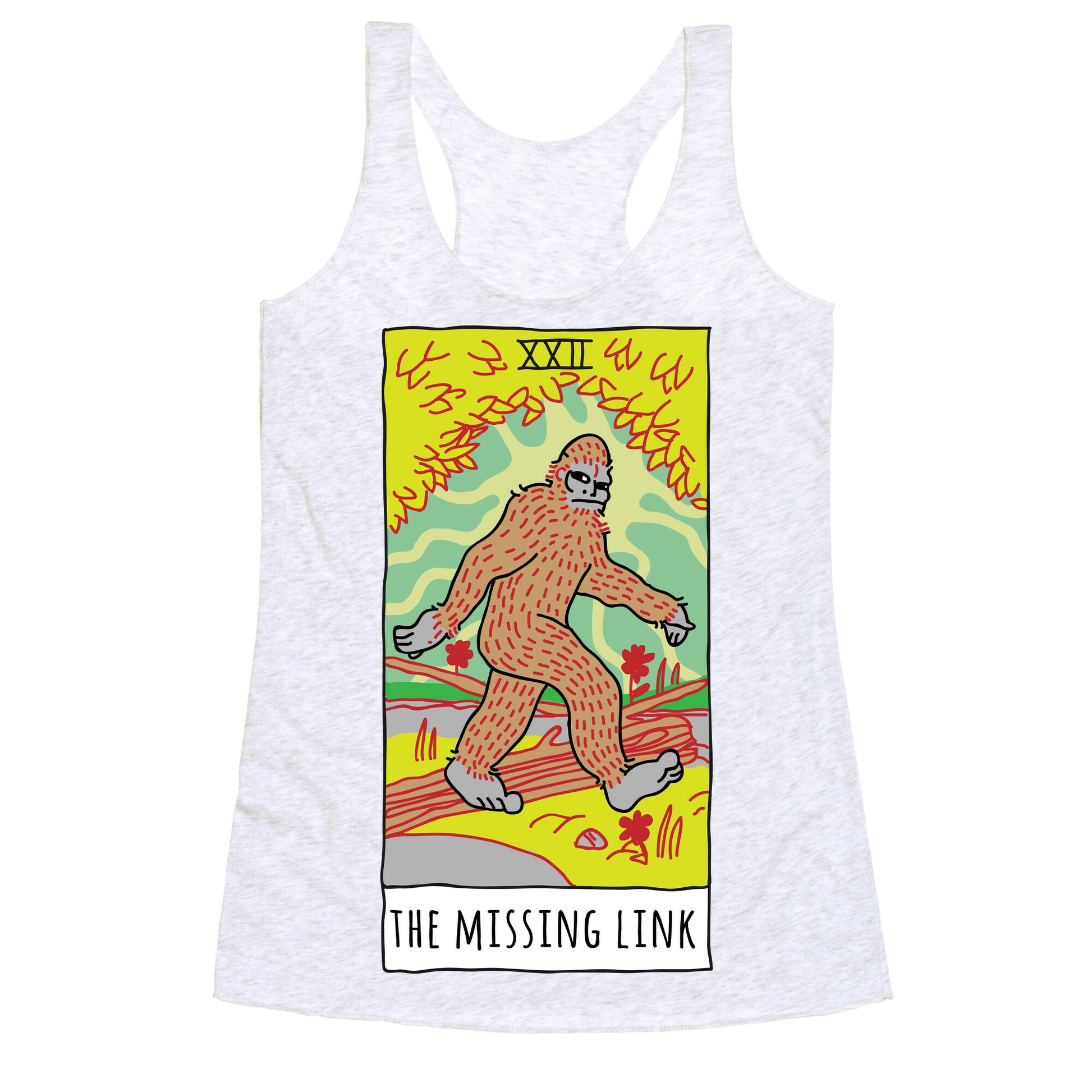 The Missing Link Bigfoot Tarot Racerback Tank