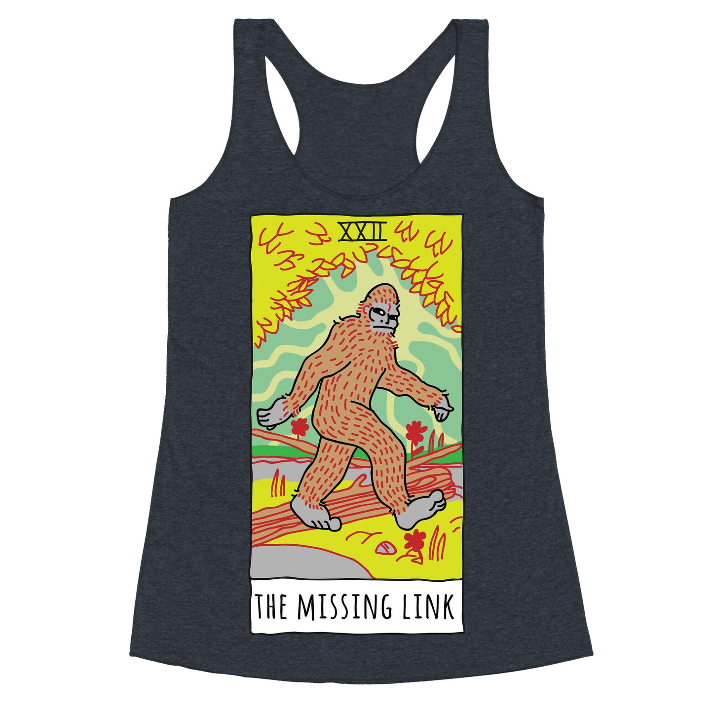 The Missing Link Bigfoot Tarot Racerback Tank