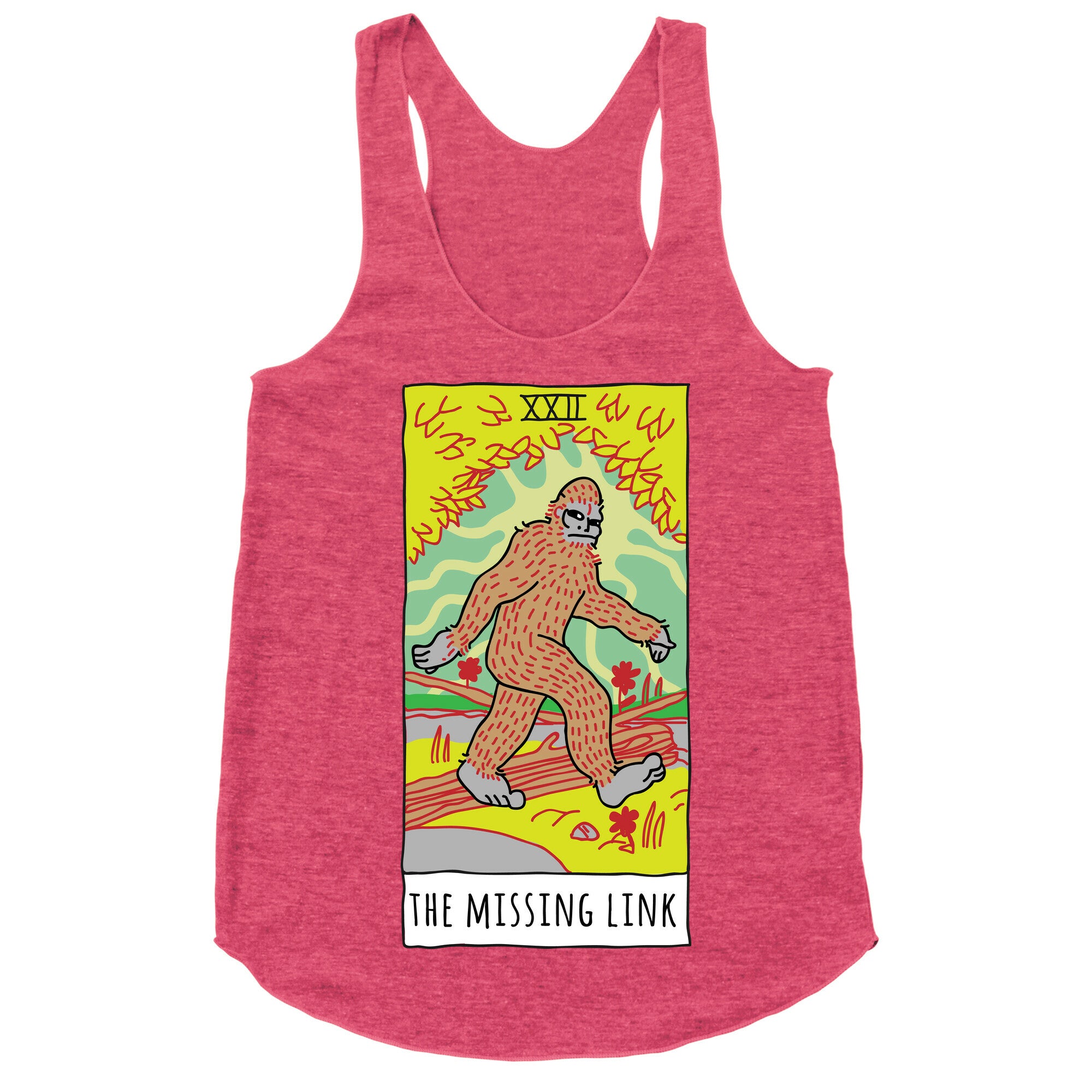 The Missing Link Bigfoot Tarot Racerback Tank