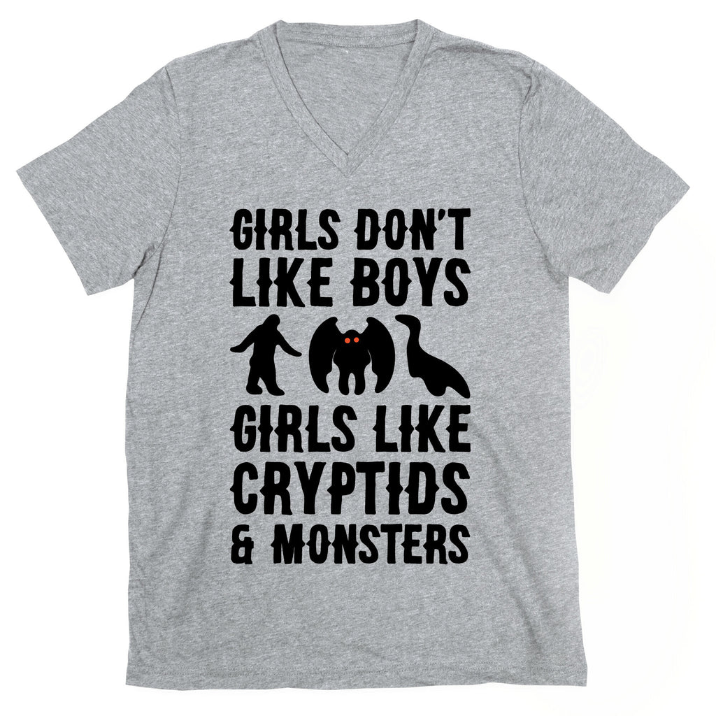 Girls Don't Like Boys Girls Like Cryptids and Monsters Parody V-Neck