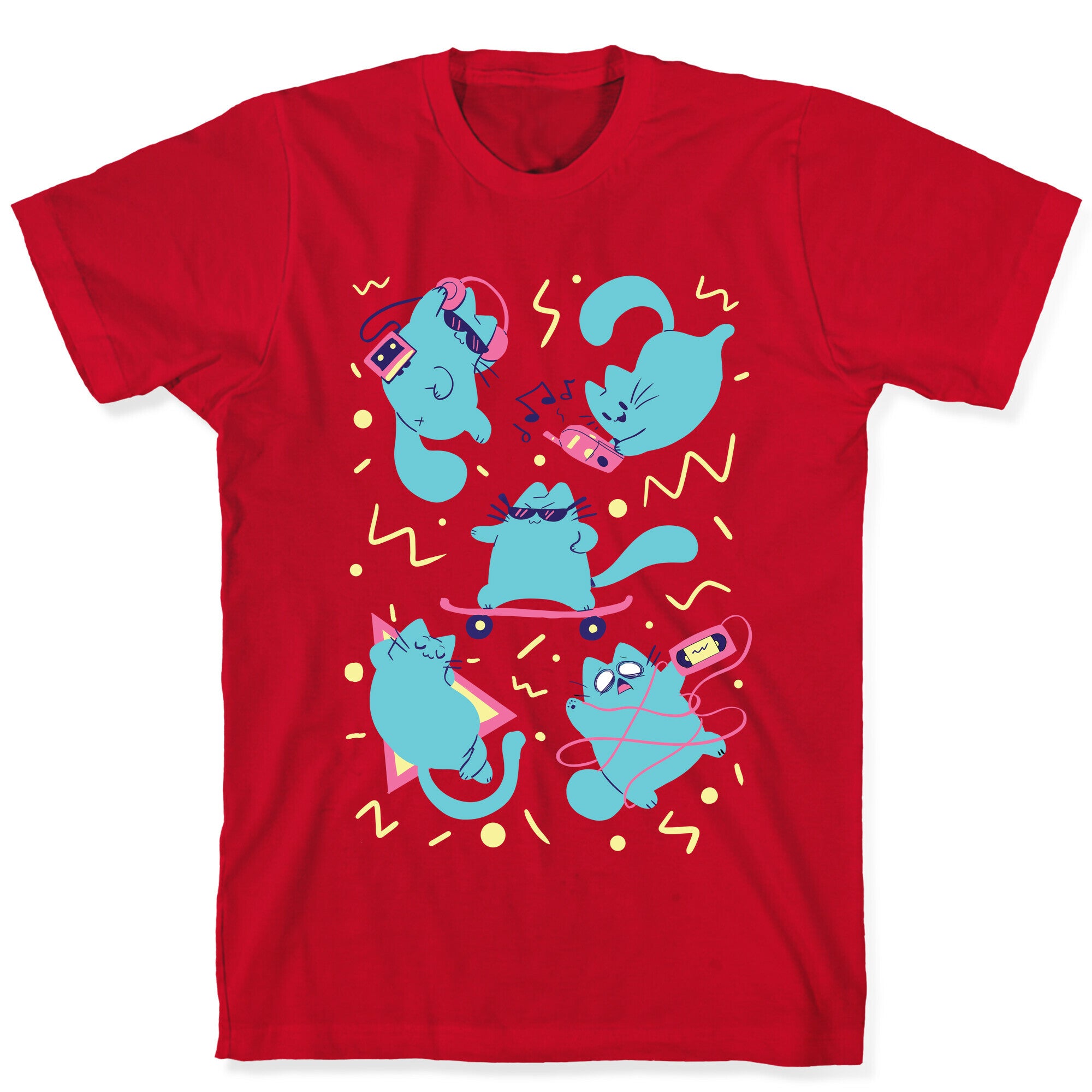 90's Cats Pattern T-Shirt