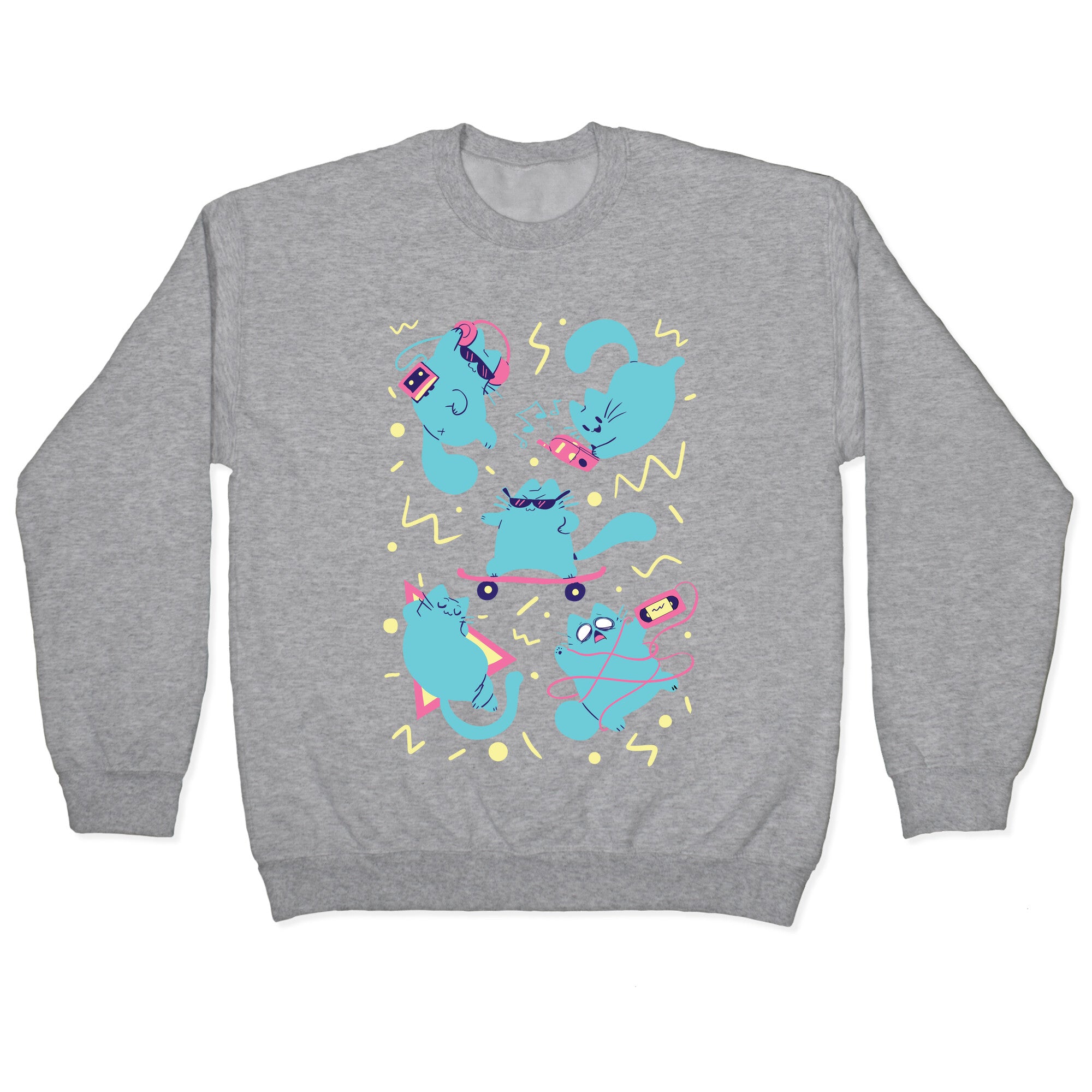 90's Cats Pattern Crewneck Sweatshirt