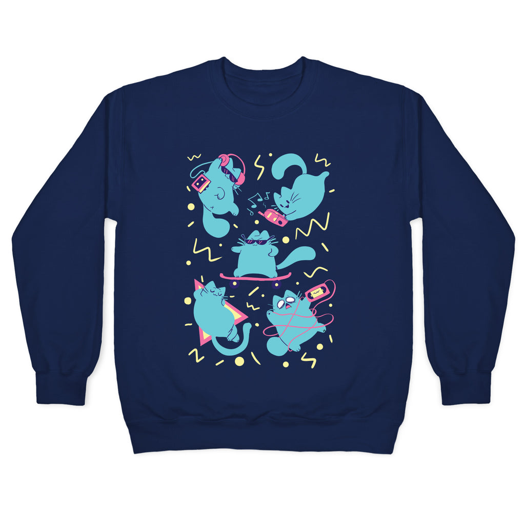 90's Cats Pattern Crewneck Sweatshirt