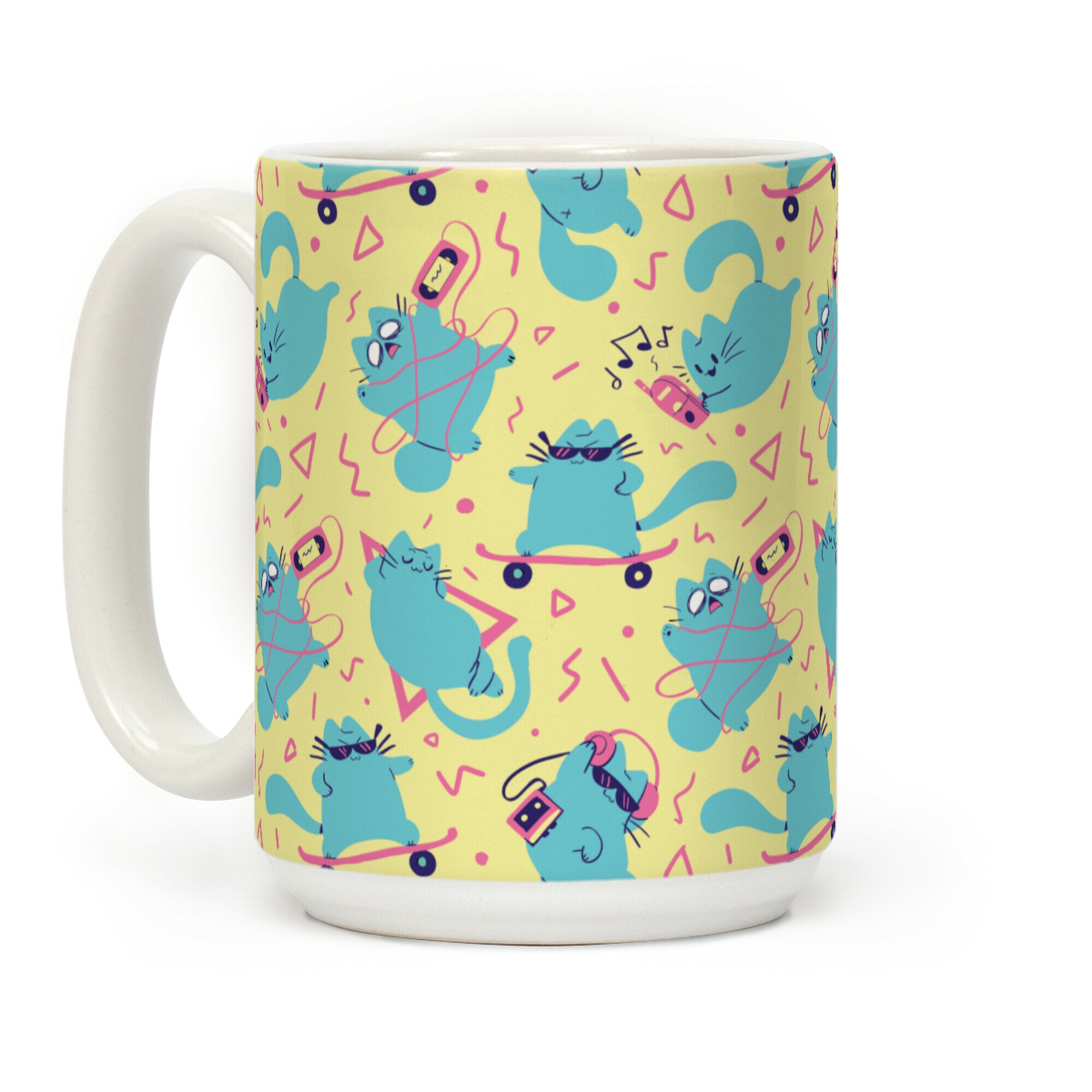 90's Cats Pattern Coffee Mug
