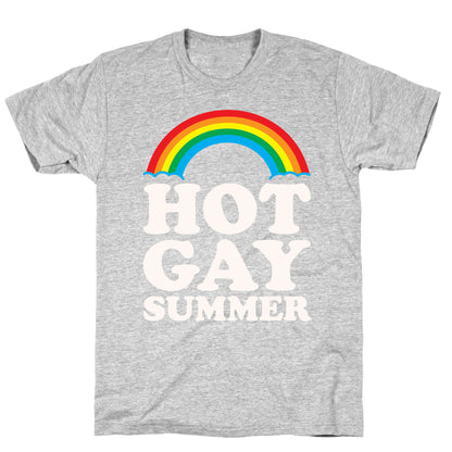 Hot Gay Summer Parody White Print T-Shirt