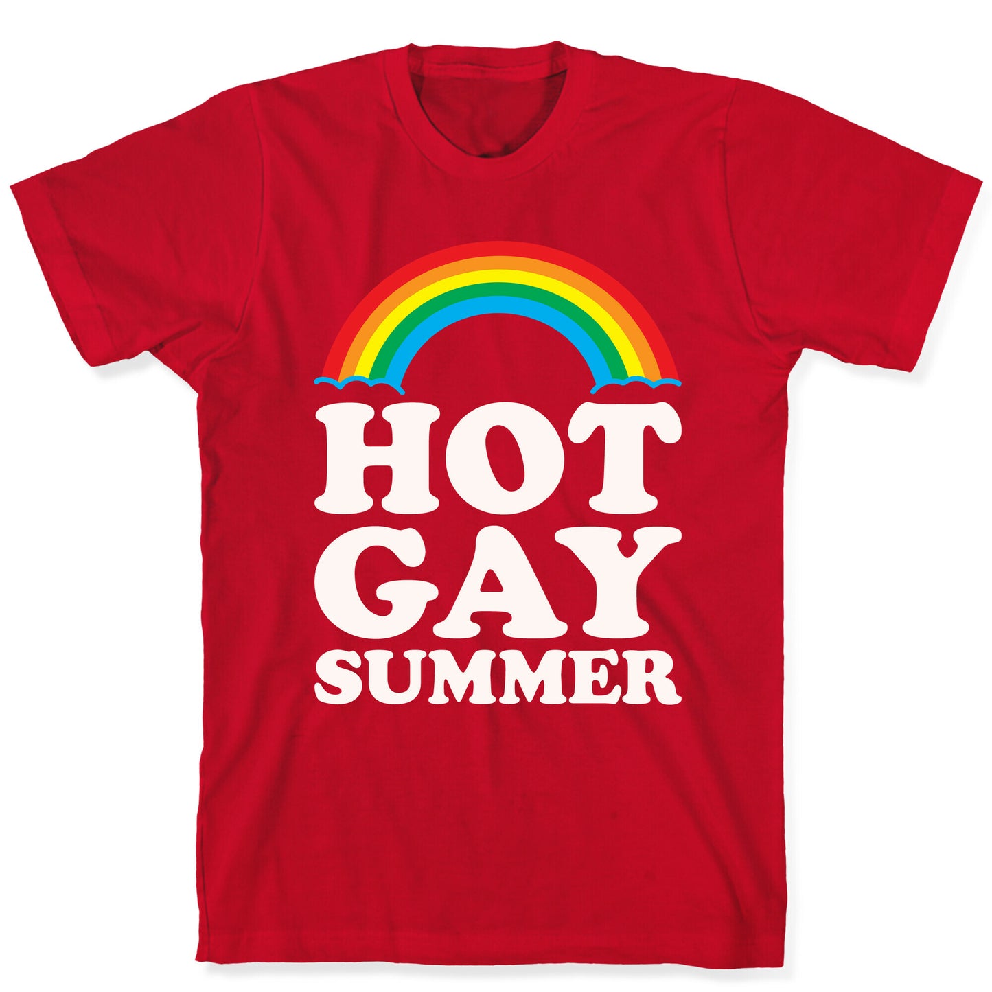 Hot Gay Summer Parody White Print T-Shirt