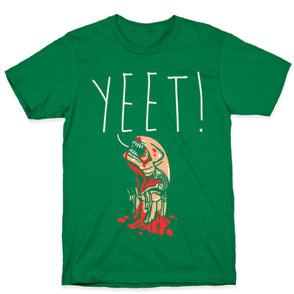 Yeet Alien Parody White Print T-Shirt