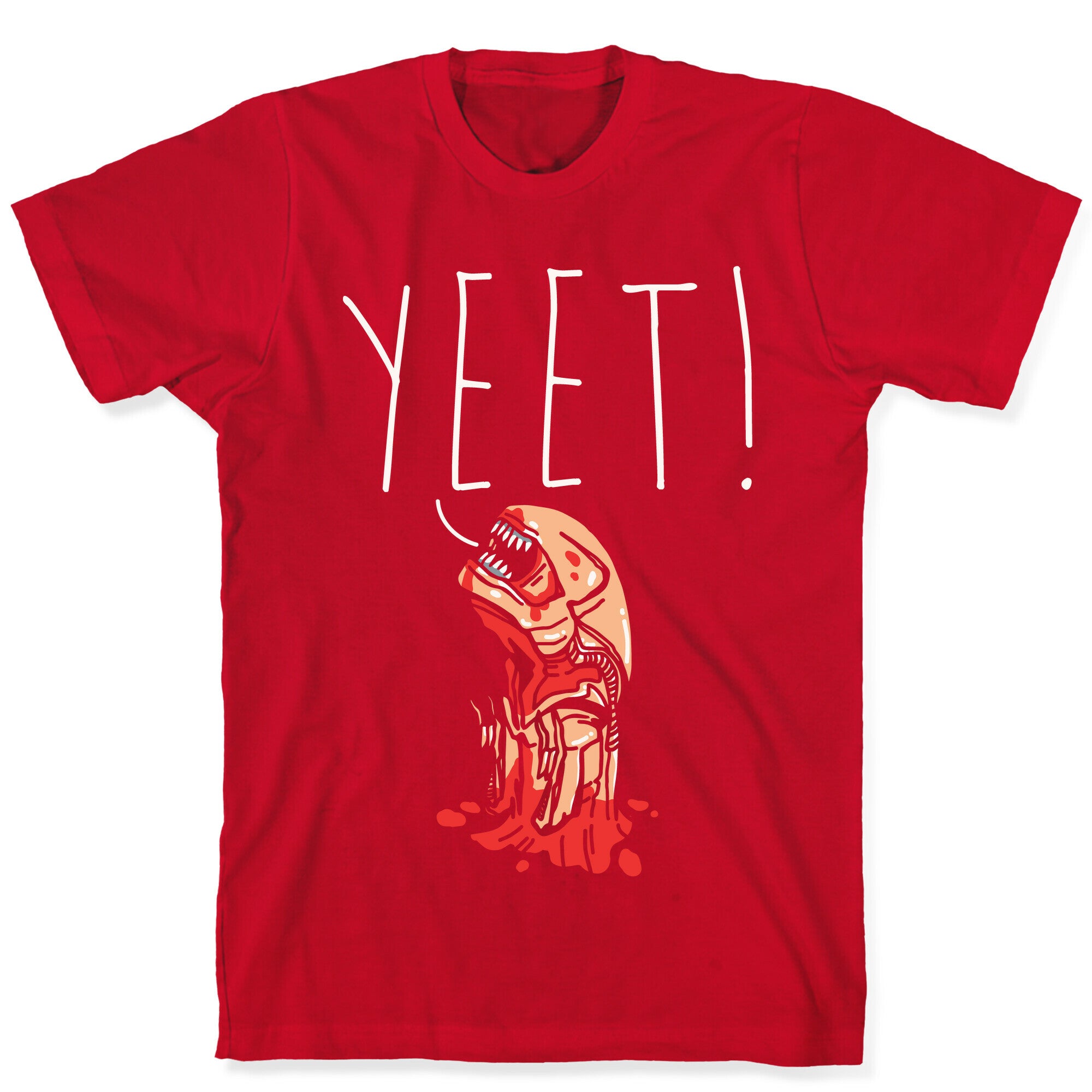 Yeet Alien Parody White Print T-Shirt