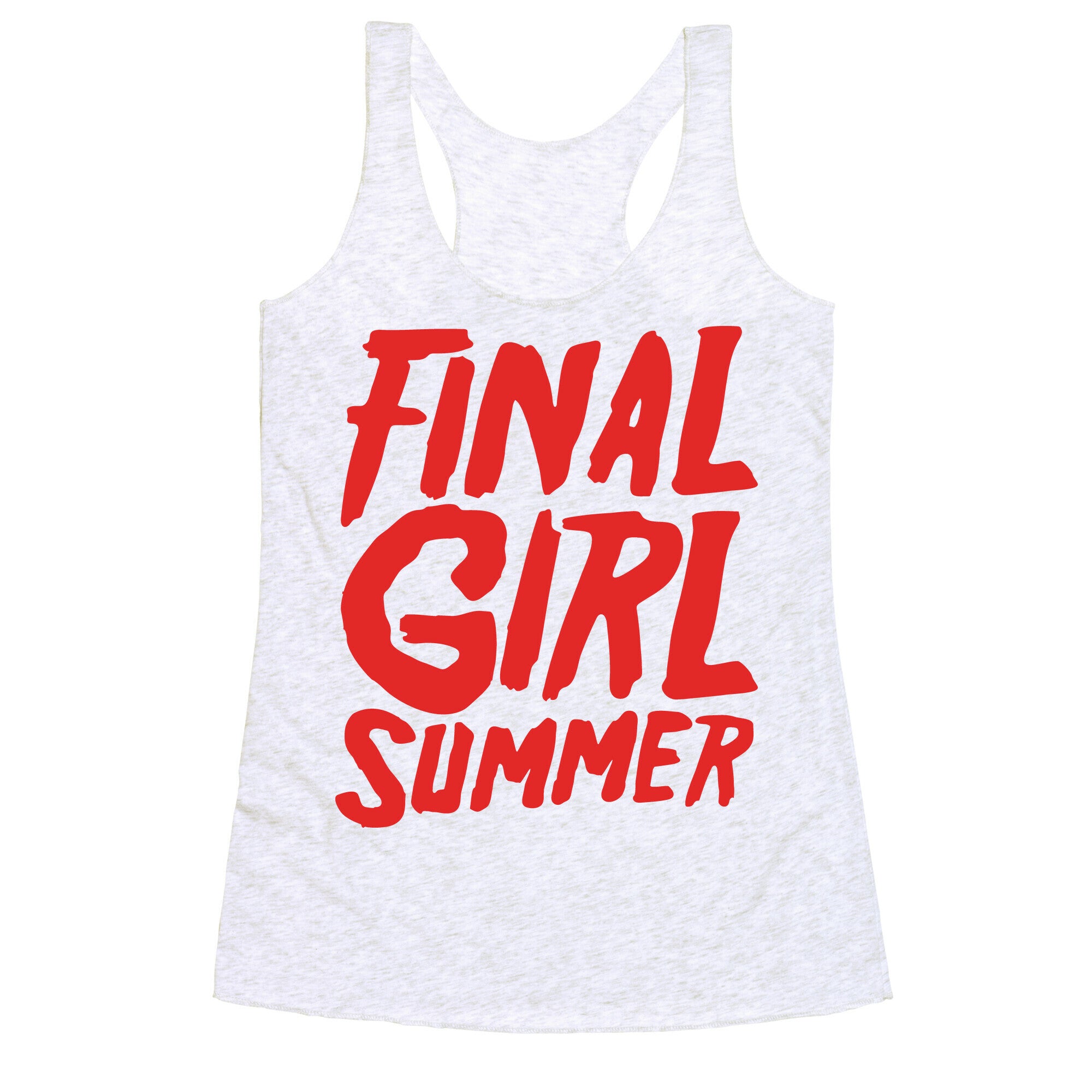 Final Girl Summer Parody White Print Racerback Tank