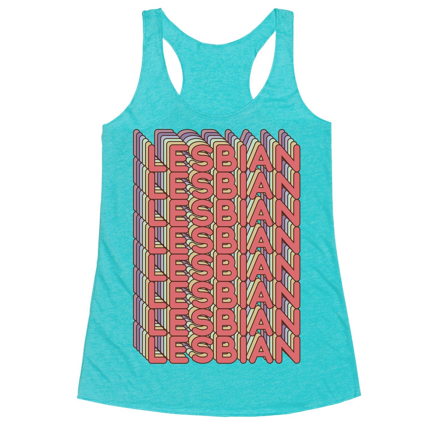 Lesbian Retro Rainbow Racerback Tank