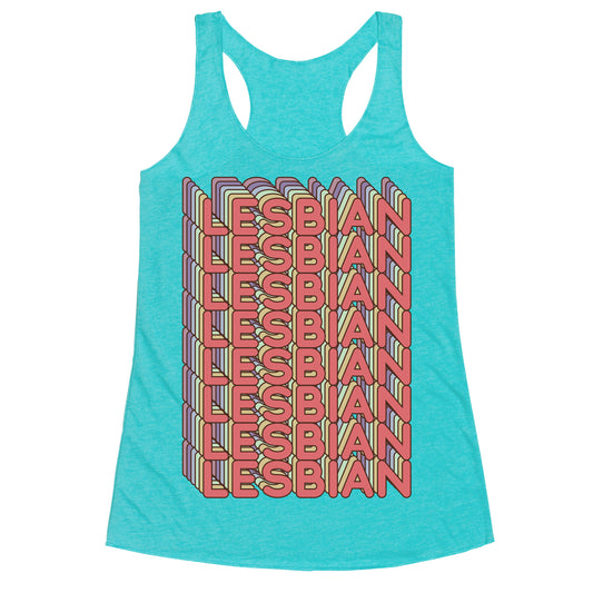 Lesbian Retro Rainbow Racerback Tank