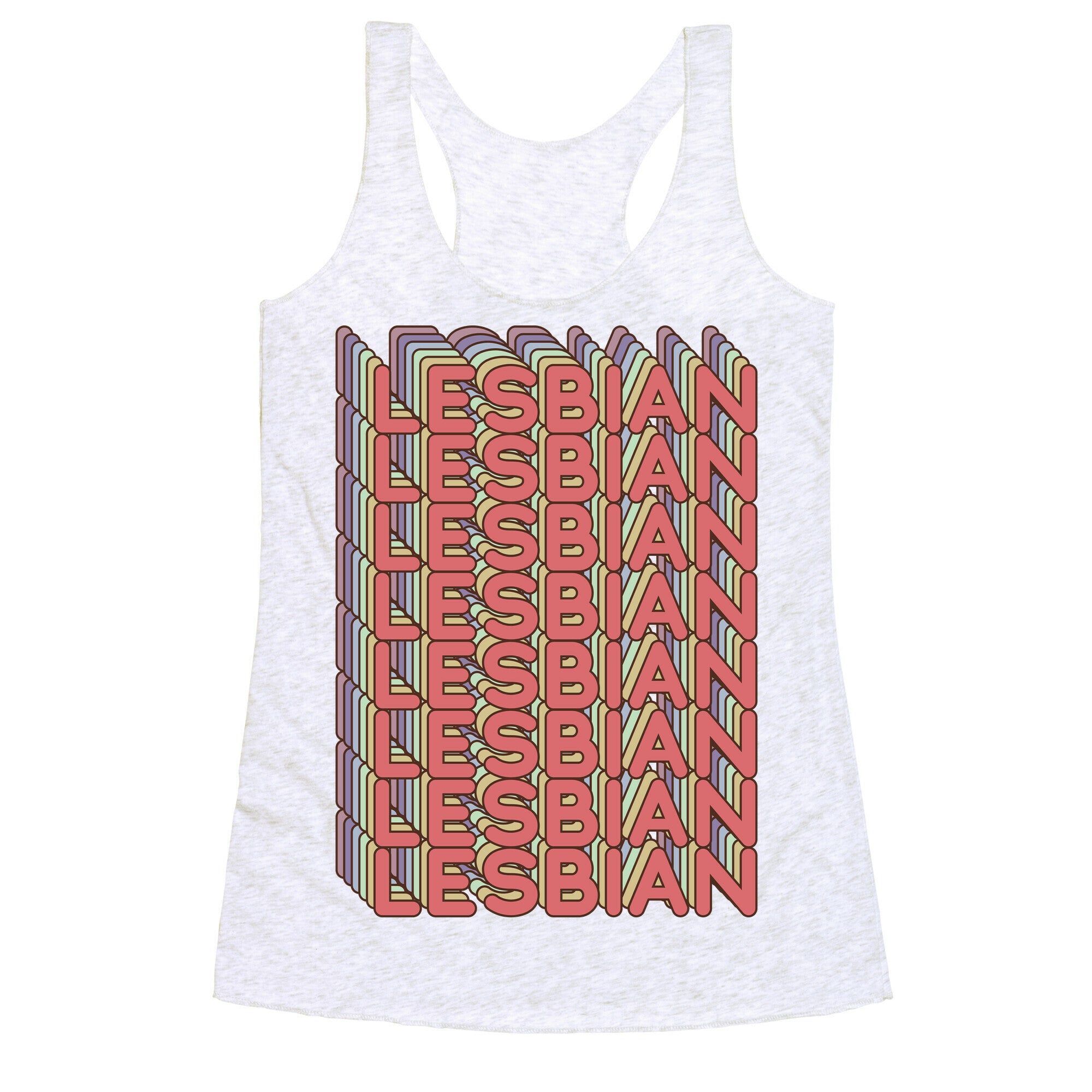 Lesbian Retro Rainbow Racerback Tank