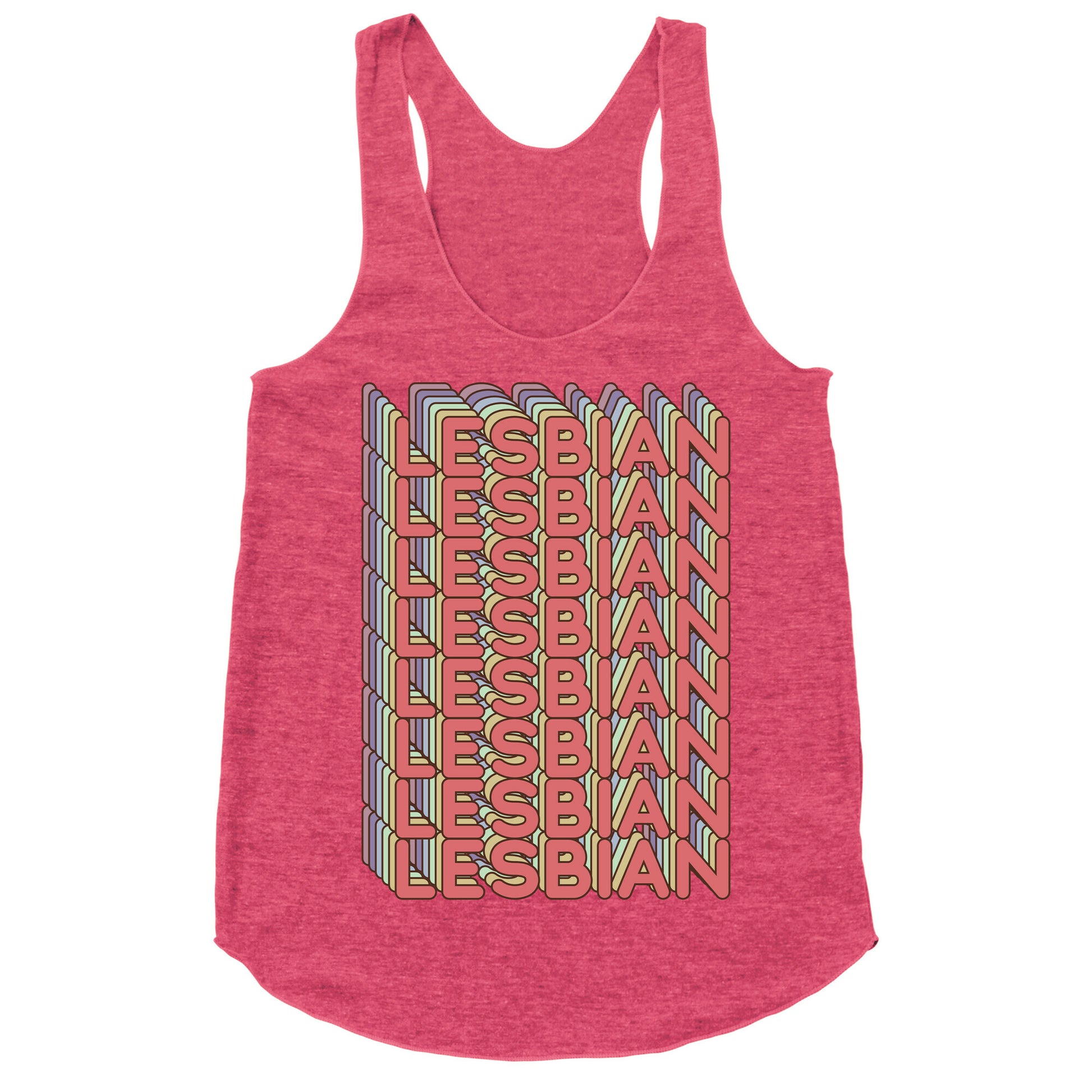 Lesbian Retro Rainbow Racerback Tank