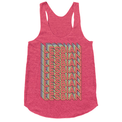Lesbian Retro Rainbow Racerback Tank