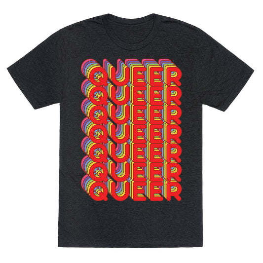 Queer Retro Rainbow Unisex Triblend Tee