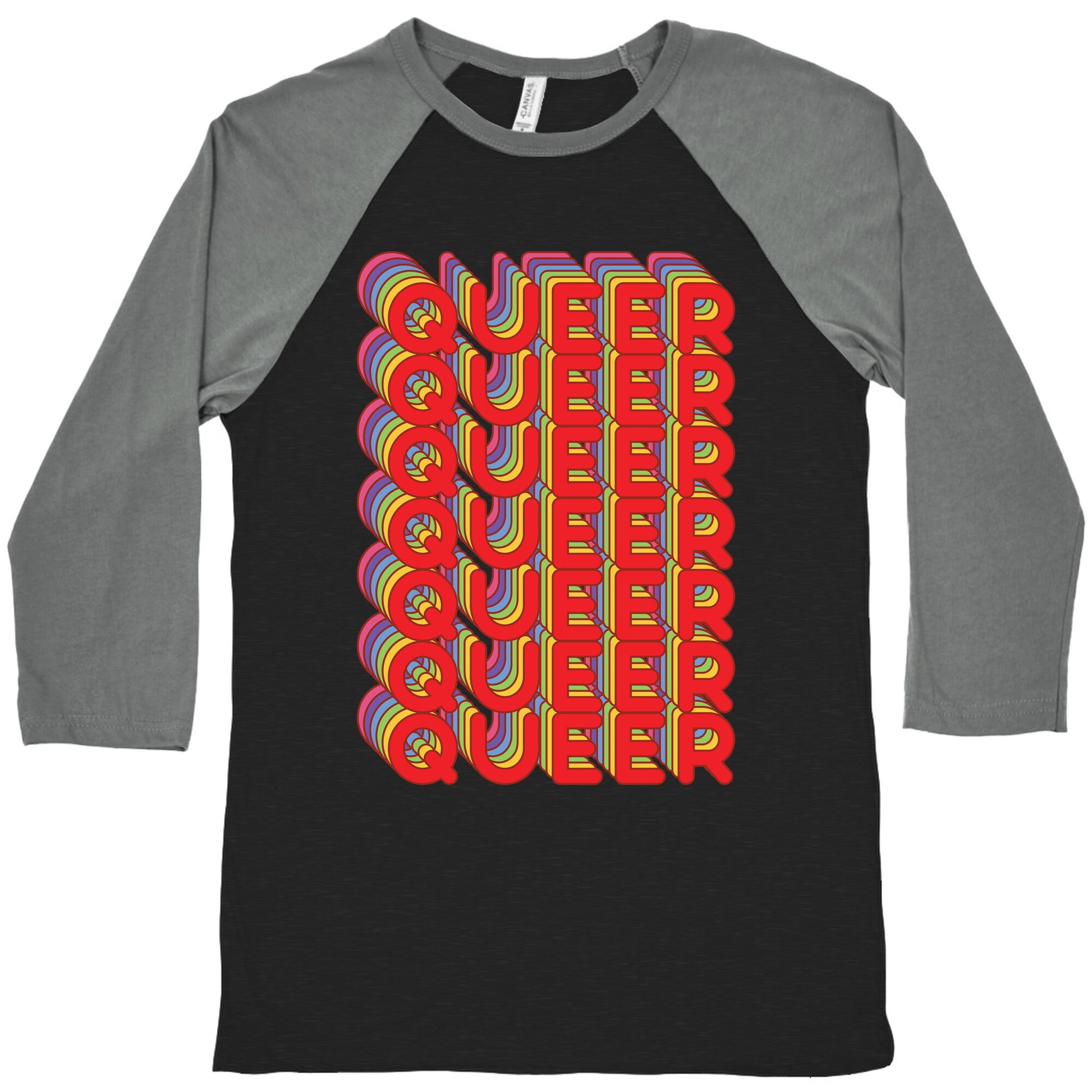 Queer Retro Rainbow Baseball Tee