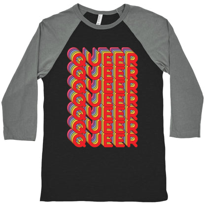 Queer Retro Rainbow Baseball Tee