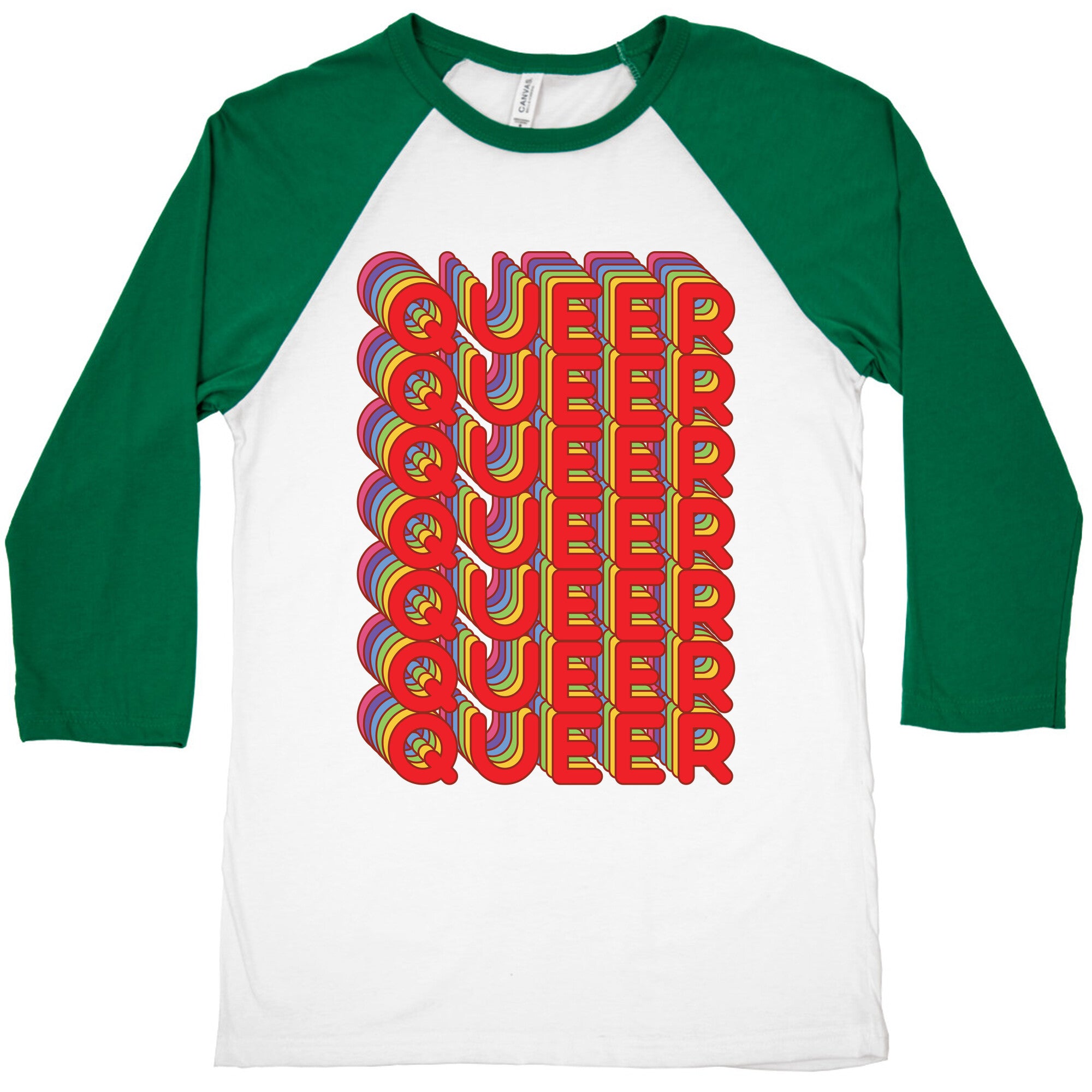 Queer Retro Rainbow Baseball Tee