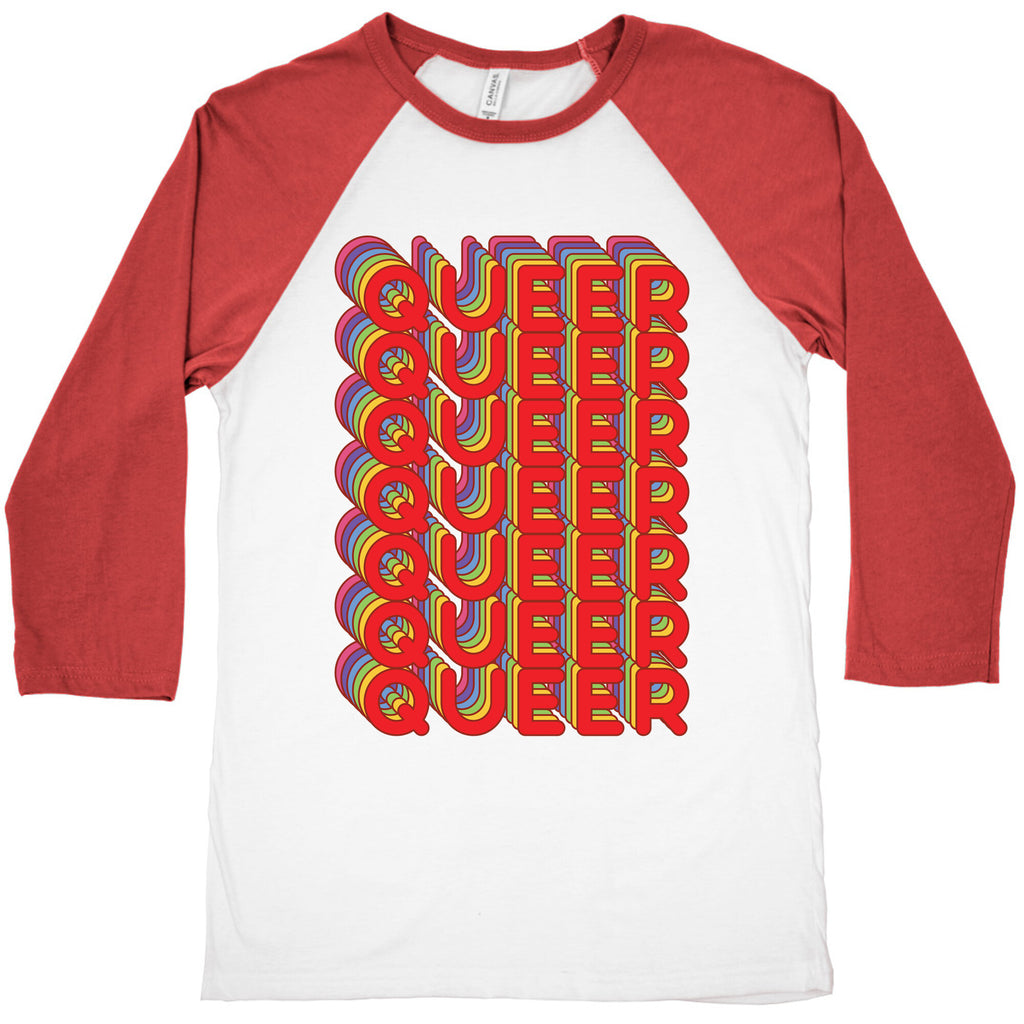 Queer Retro Rainbow Baseball Tee