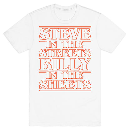 Steve In The Streets Billy In The Sheets Parody White Print T-Shirt