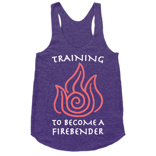 Training to Become A Firebender Racerback Tank