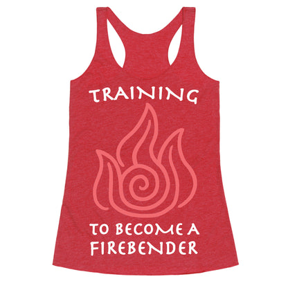 Training to Become A Firebender Racerback Tank