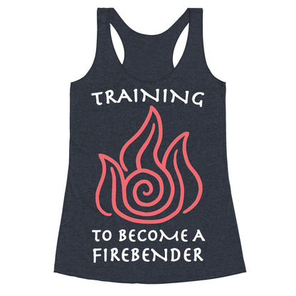 Training to Become A Firebender Racerback Tank