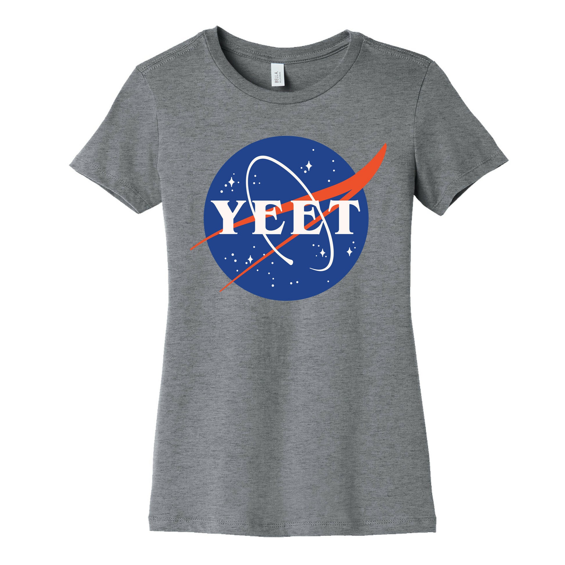 Yeet Nasa Logo Parody White Print Women's Cotton Tee