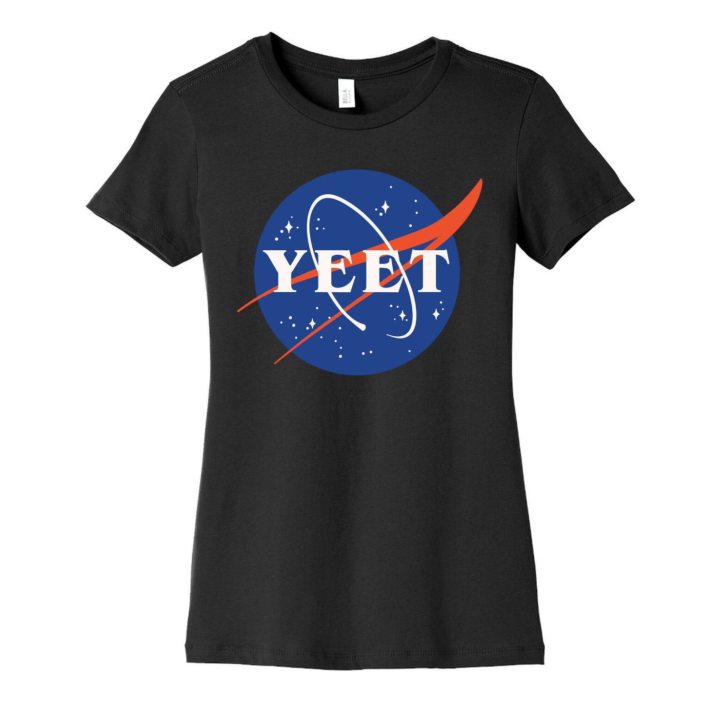 Yeet Nasa Logo Parody White Print Women's Cotton Tee