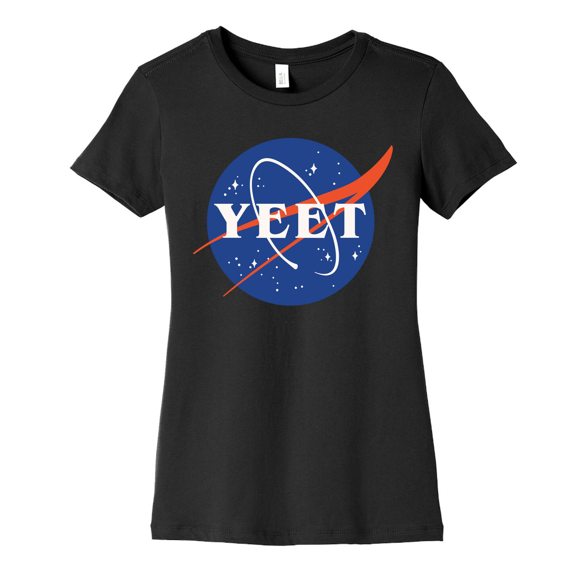 Yeet Nasa Logo Parody White Print Women's Cotton Tee
