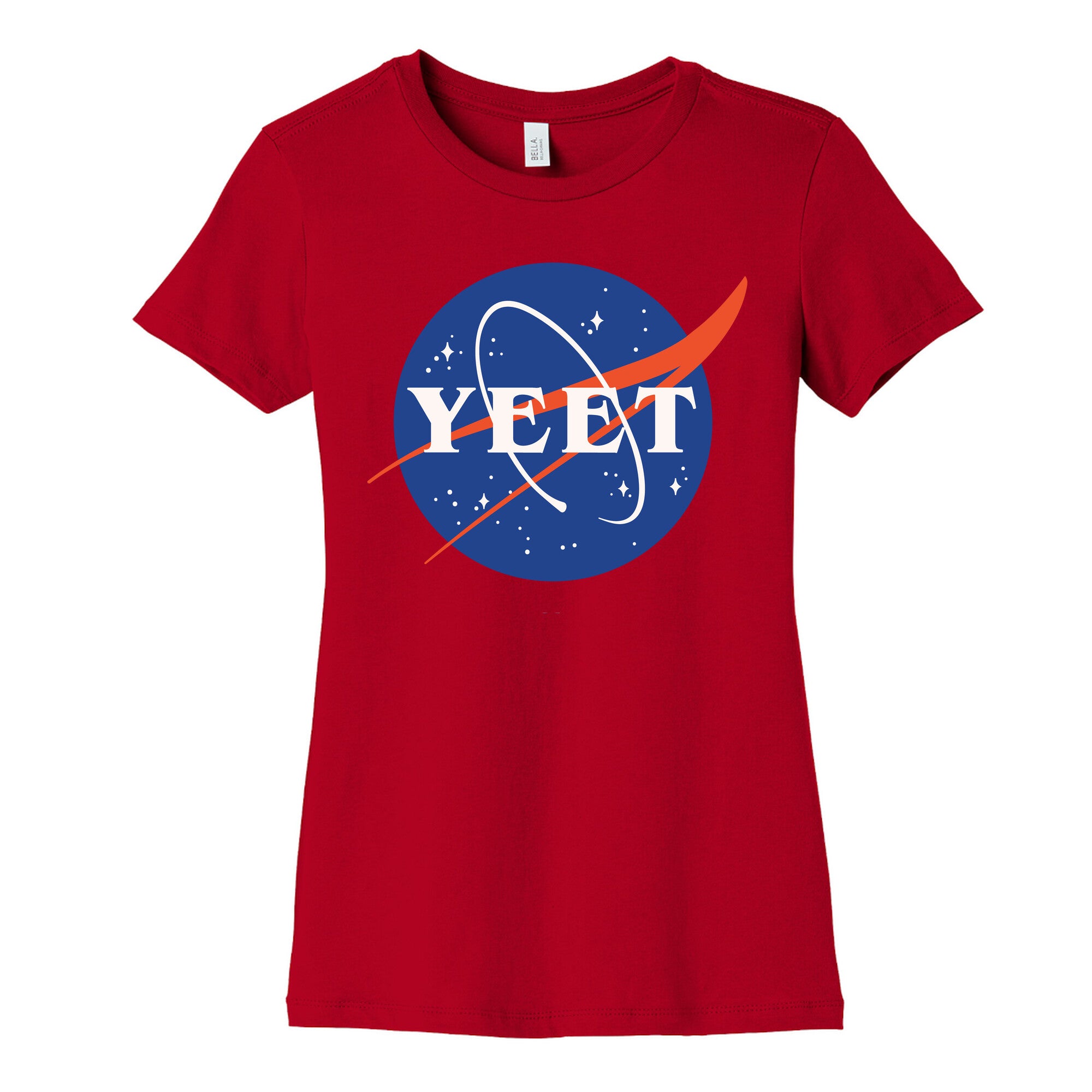 Yeet Nasa Logo Parody White Print Women's Cotton Tee