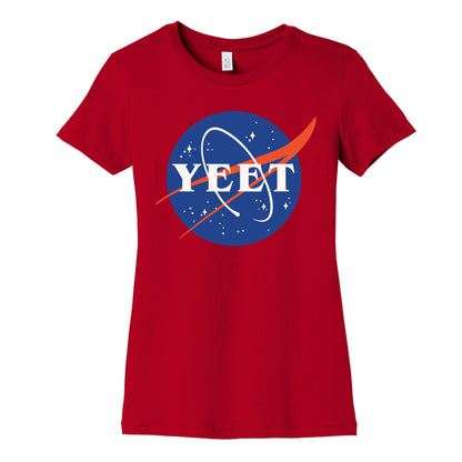 Yeet Nasa Logo Parody White Print Women's Cotton Tee