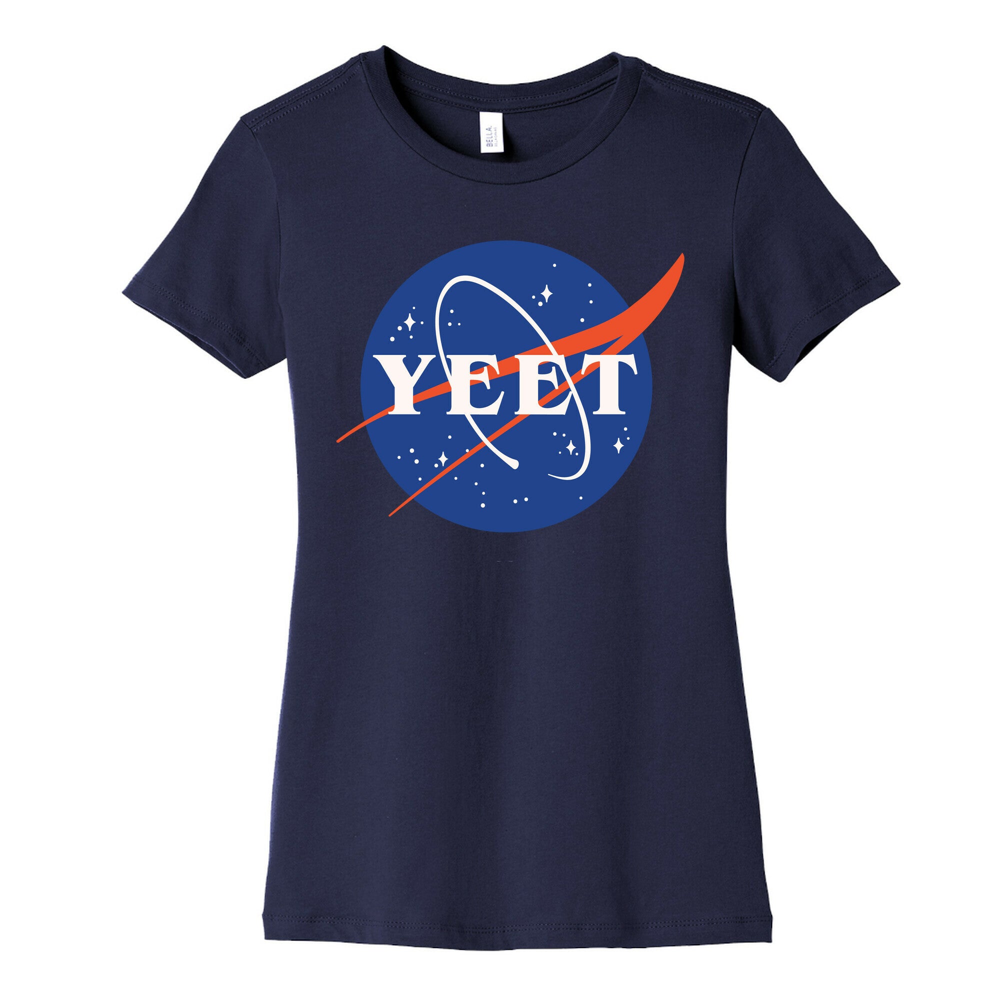 Yeet Nasa Logo Parody White Print Women's Cotton Tee