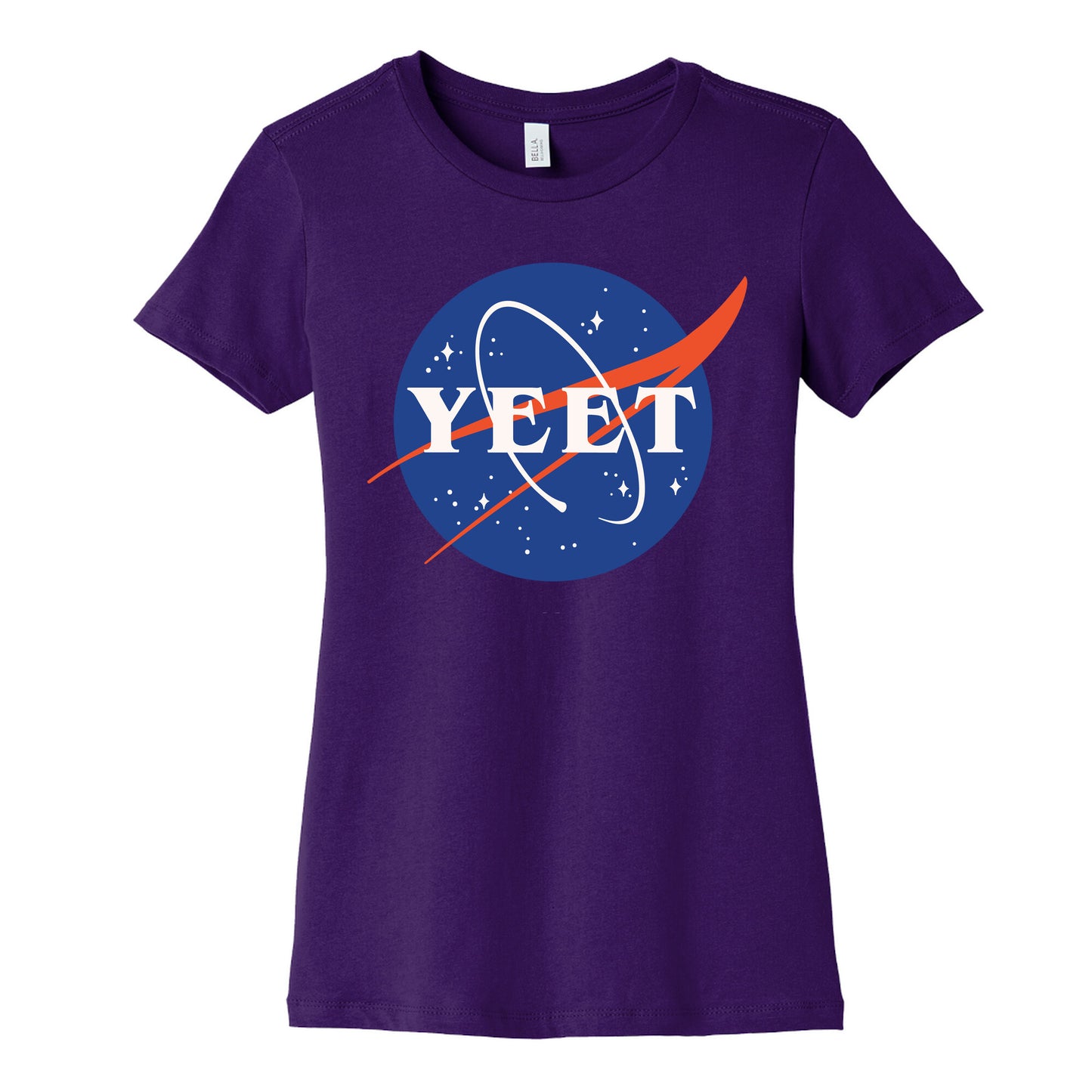 Yeet Nasa Logo Parody White Print Women's Cotton Tee