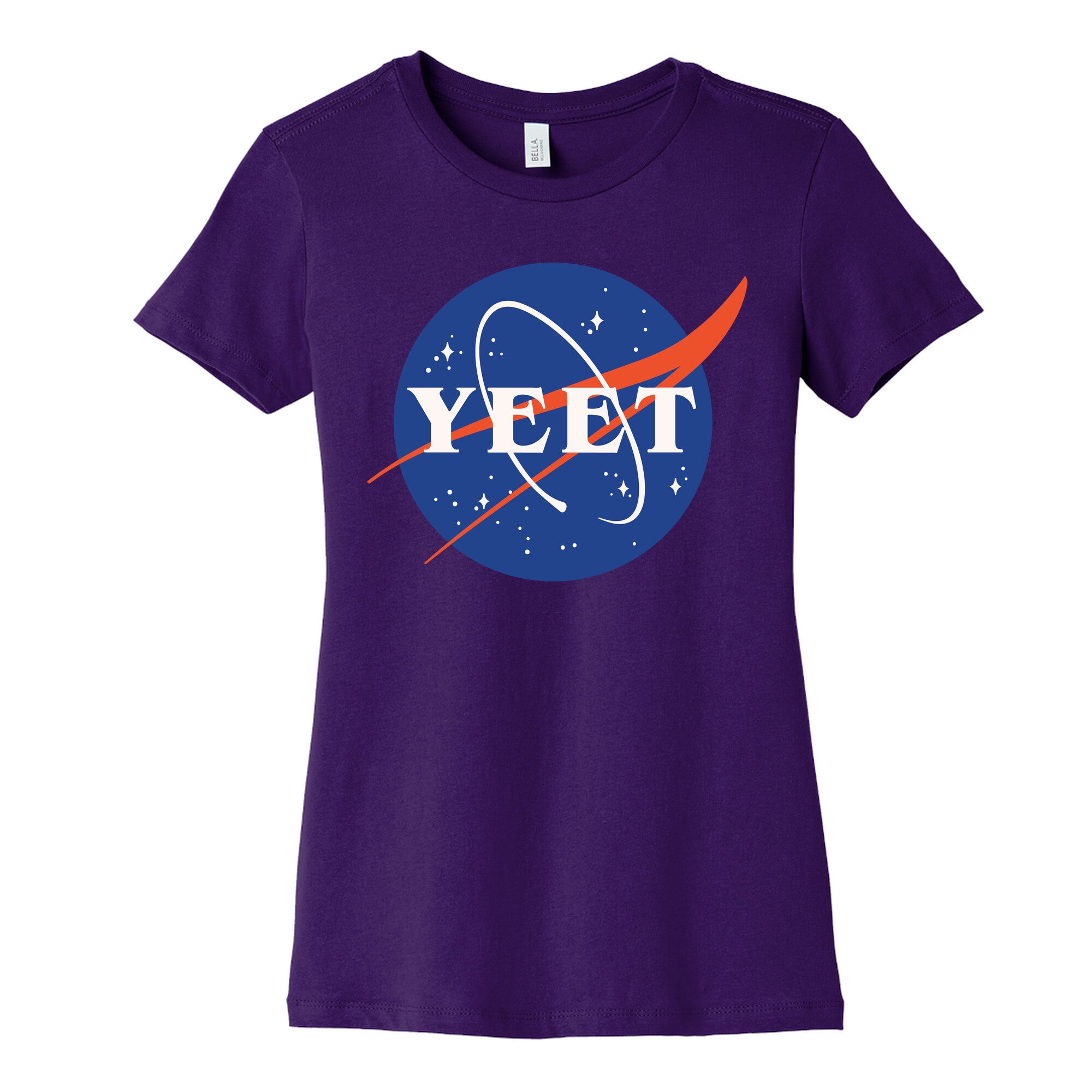 Yeet Nasa Logo Parody White Print Women's Cotton Tee