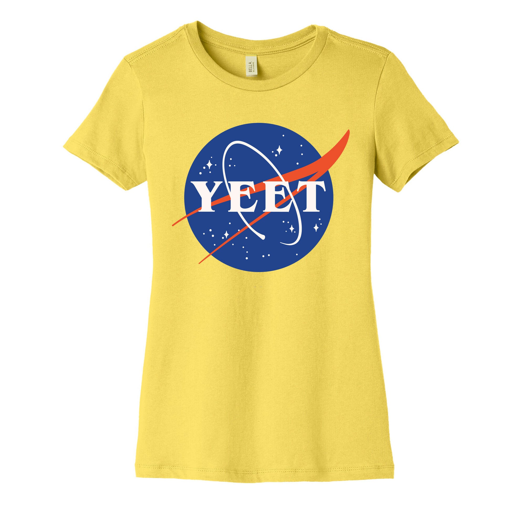 Yeet Nasa Logo Parody White Print Women's Cotton Tee