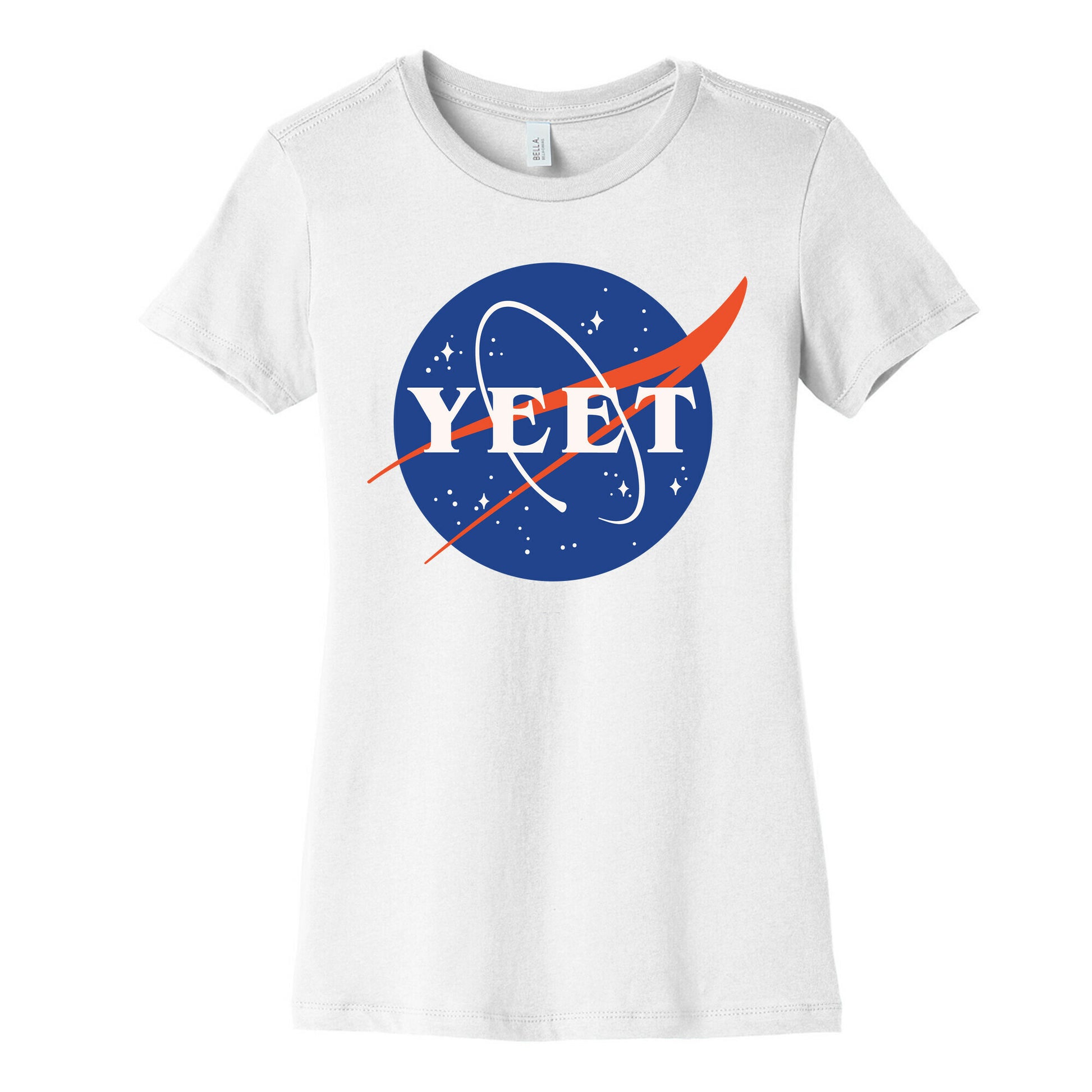 Yeet Nasa Logo Parody White Print Women's Cotton Tee