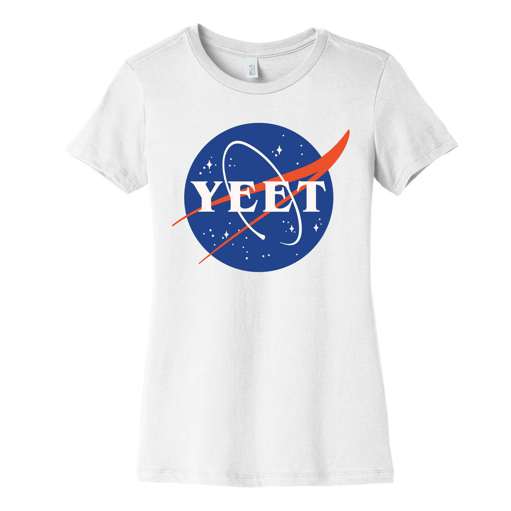 Yeet Nasa Logo Parody White Print Women's Cotton Tee