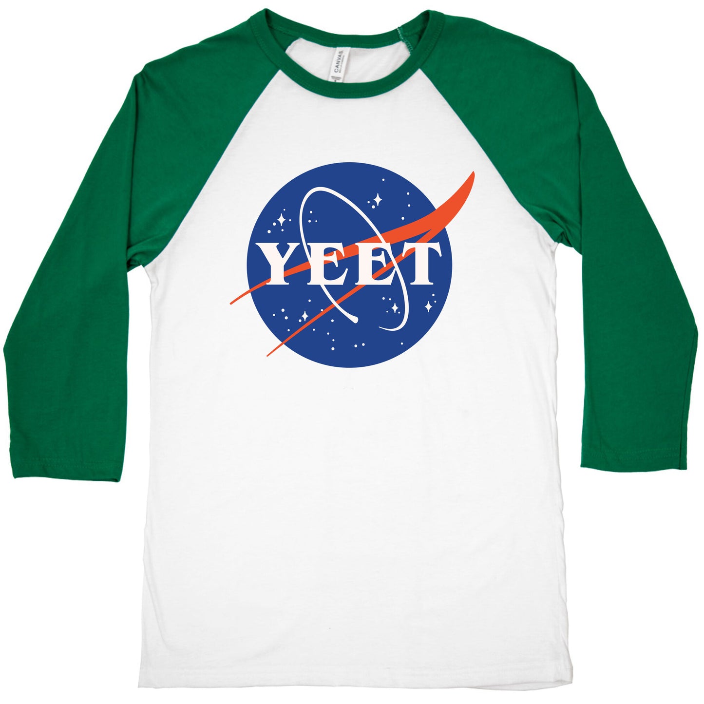 Yeet Nasa Logo Parody White Print Baseball Tee