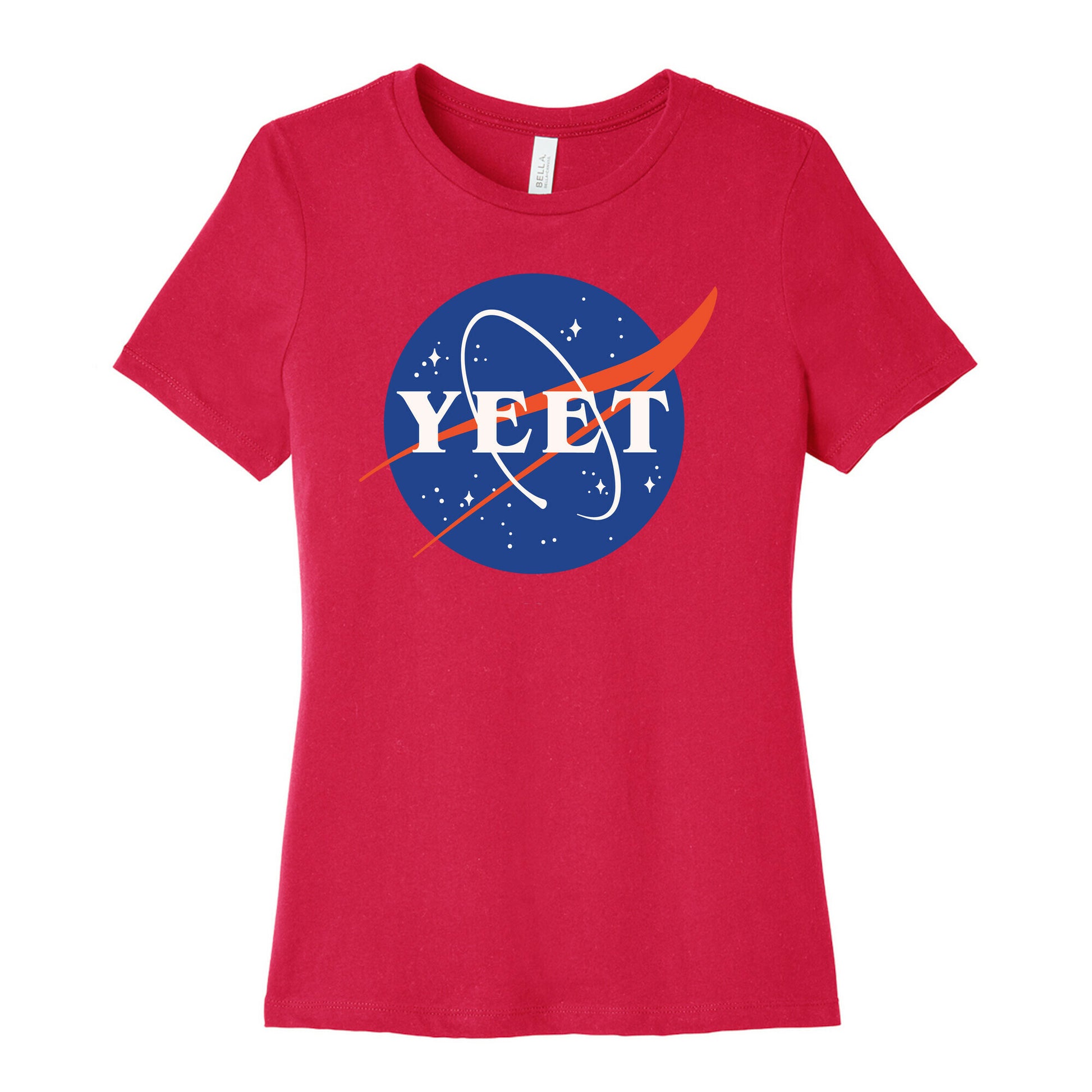 Yeet Nasa Logo Parody White Print Women's Cotton Tee