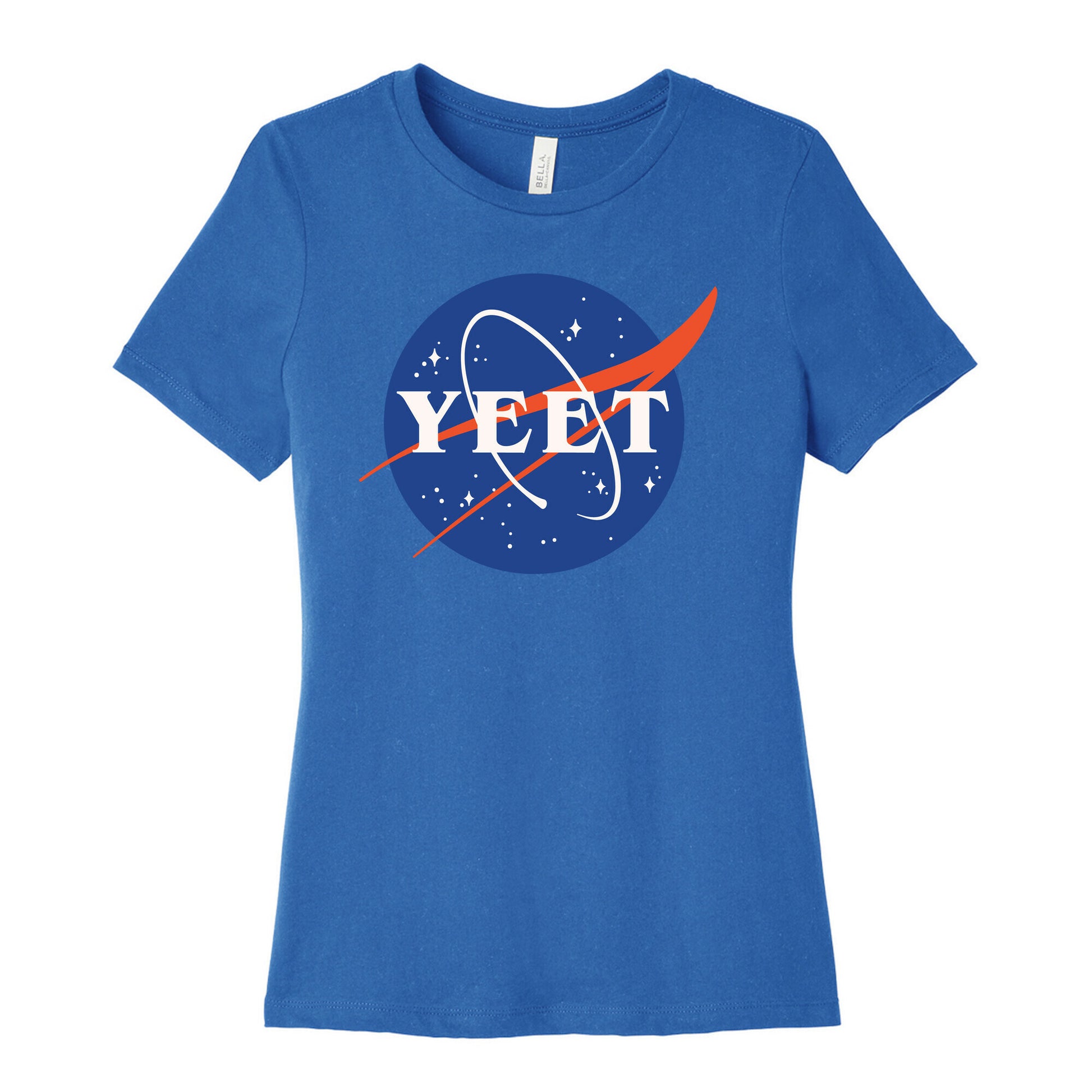 Yeet Nasa Logo Parody White Print Women's Cotton Tee