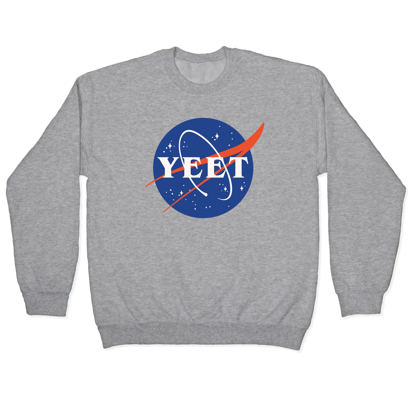 Yeet Nasa Logo Parody White Print Crewneck Sweatshirt