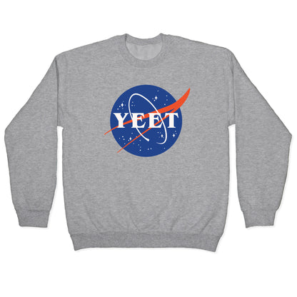 Yeet Nasa Logo Parody White Print Crewneck Sweatshirt