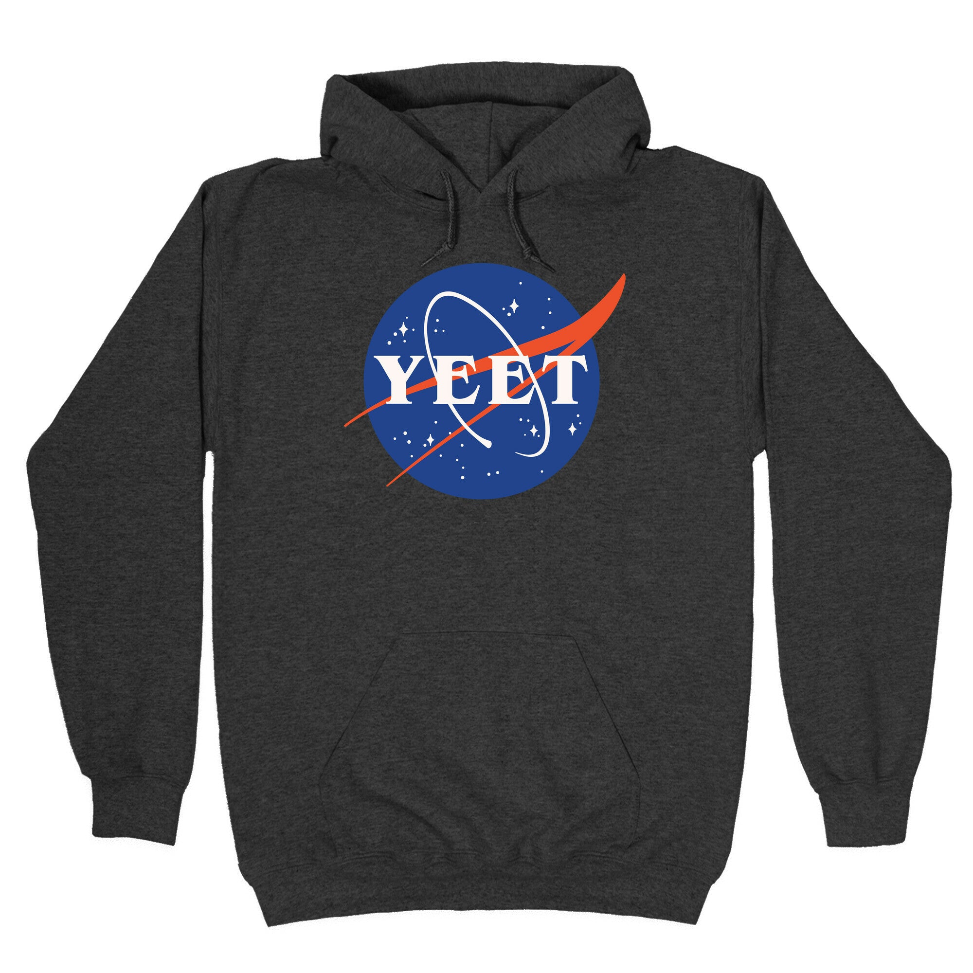 Yeet Nasa Logo Parody White Print Hoodie