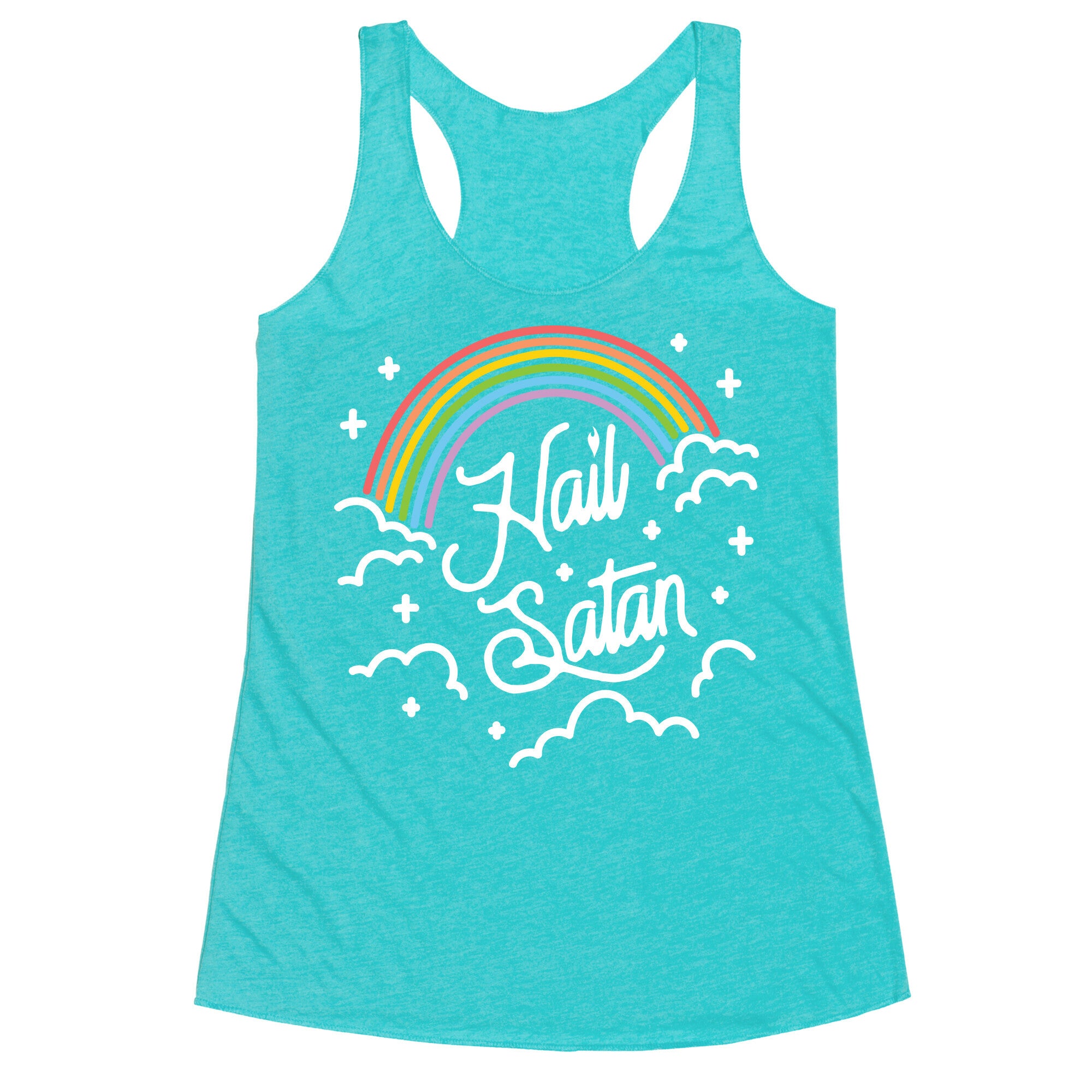 Hail Satan Rainbow Racerback Tank