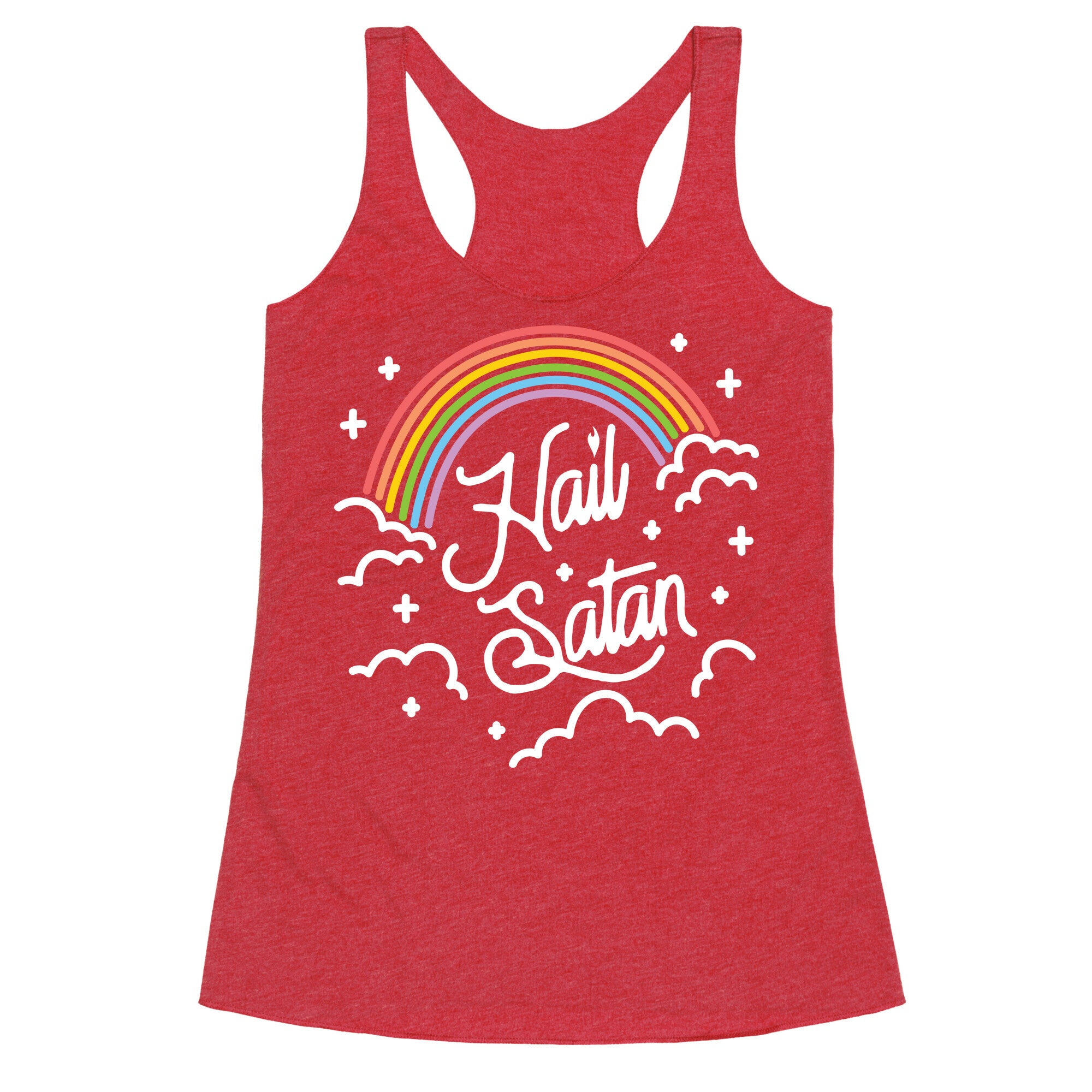 Hail Satan Rainbow Racerback Tank