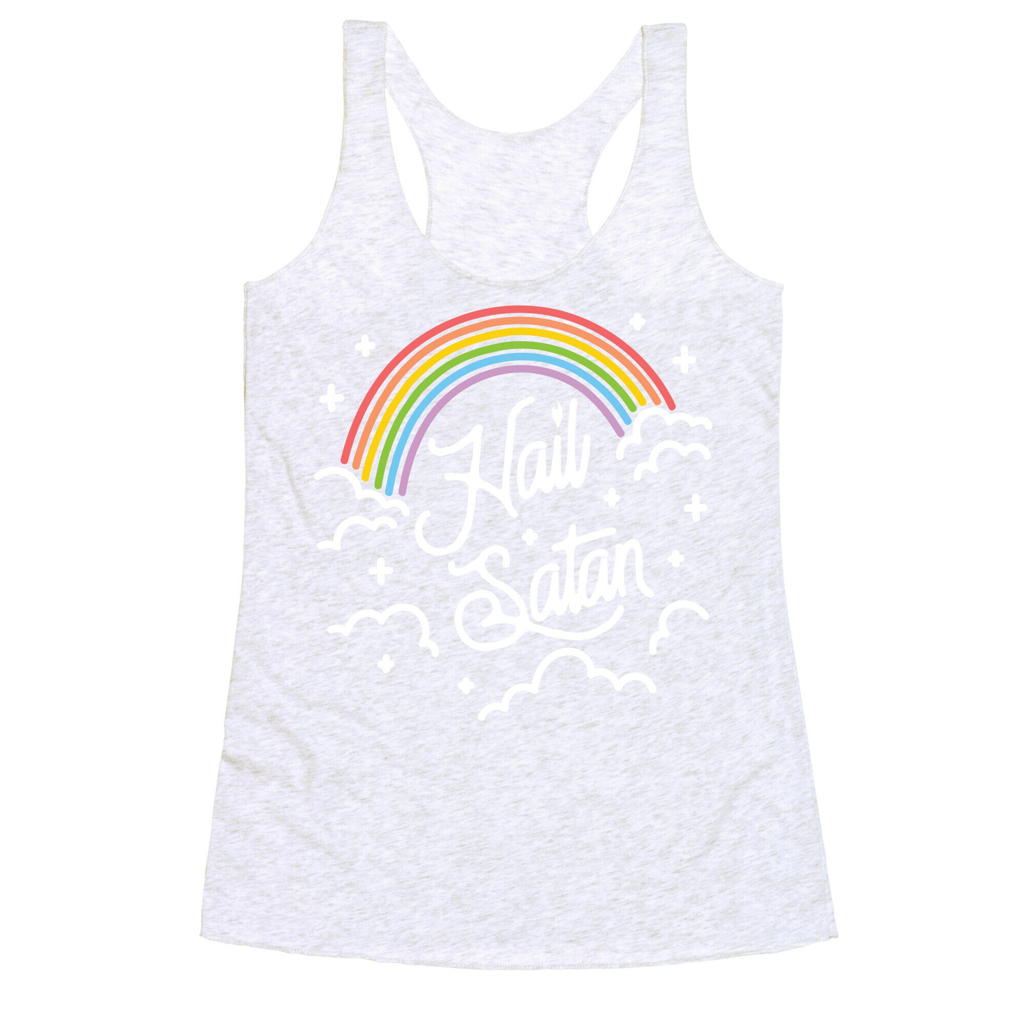 Hail Satan Rainbow Racerback Tank