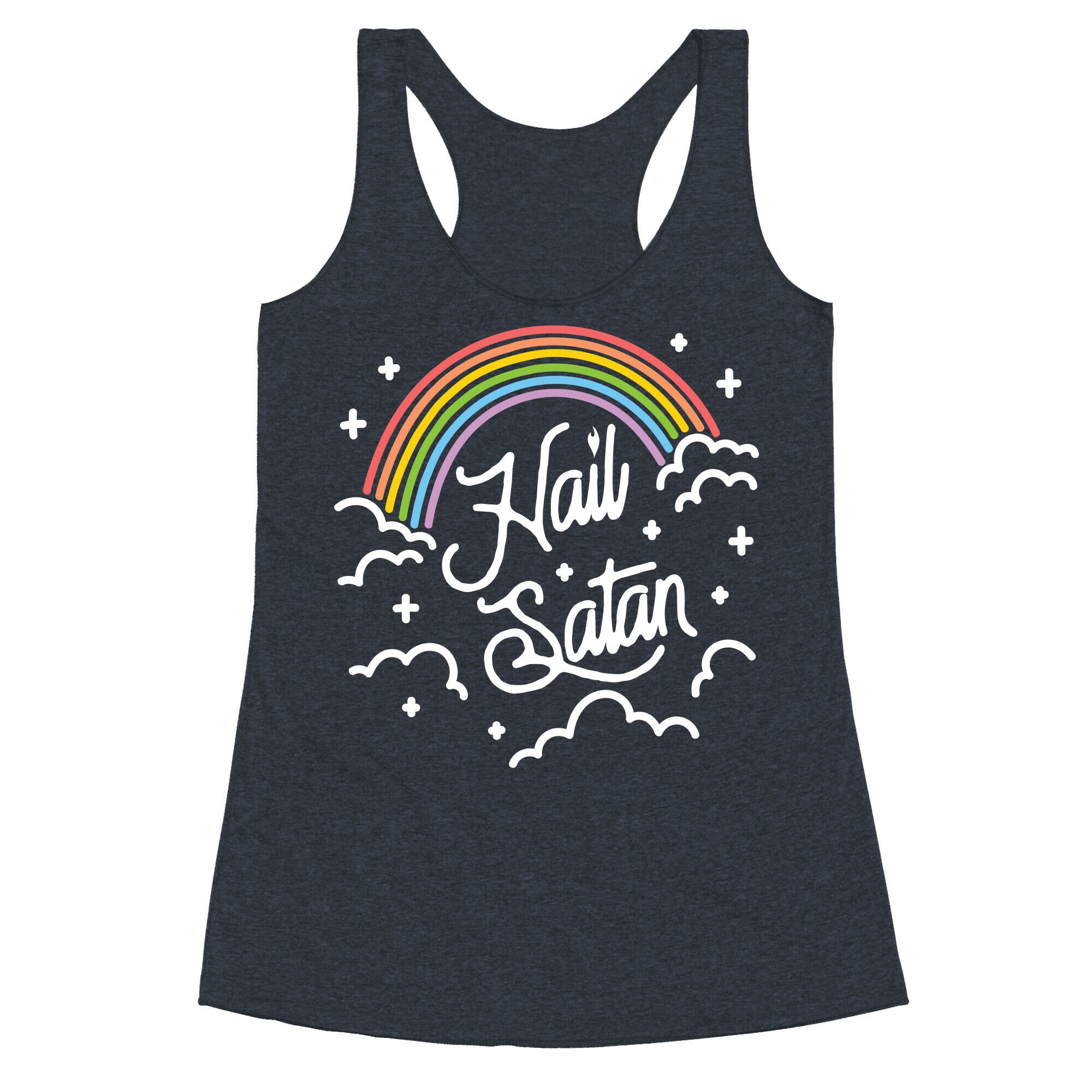 Hail Satan Rainbow Racerback Tank